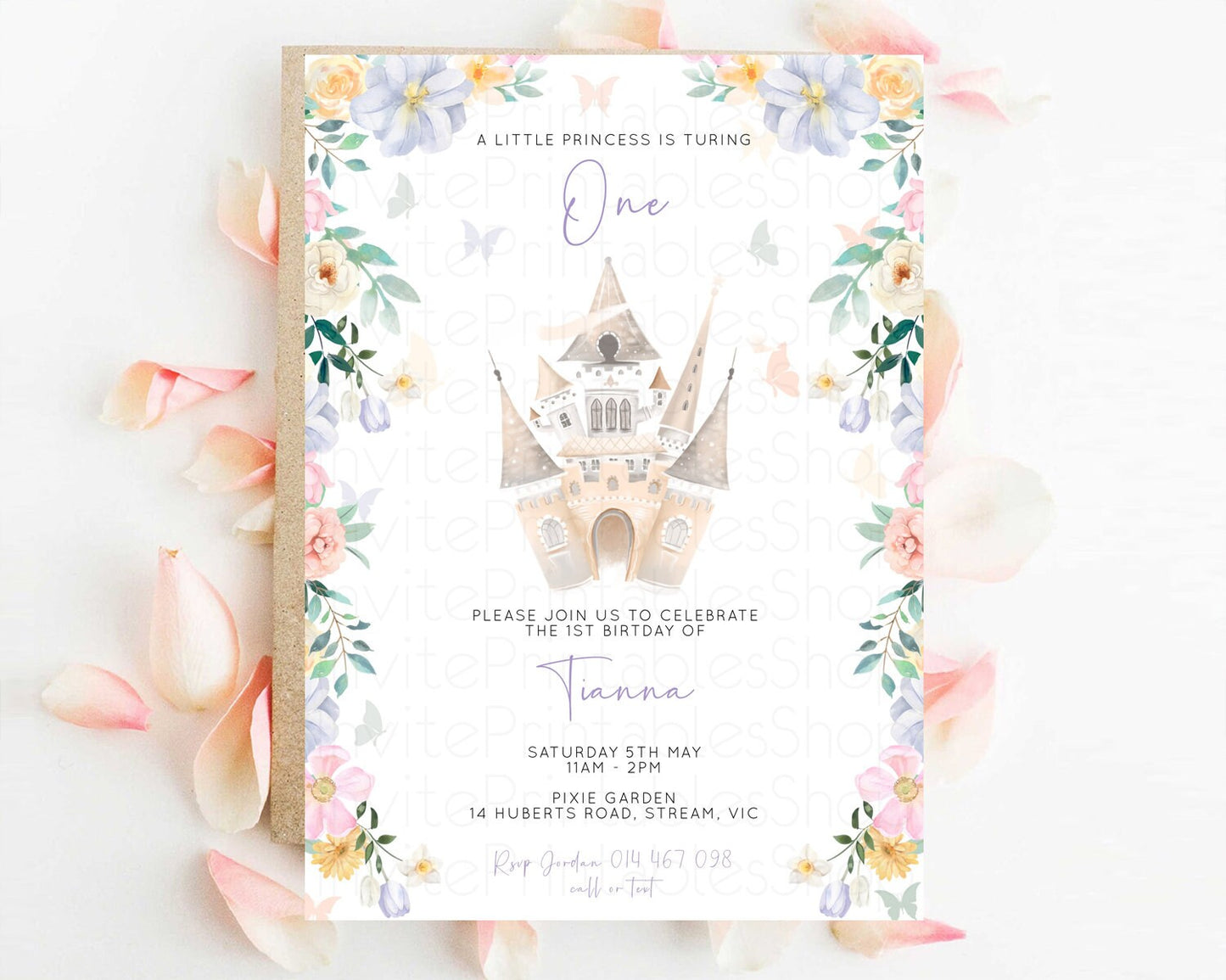 Editable Castle Birthday Invitation Princess Birthday invite Enchanted Garde