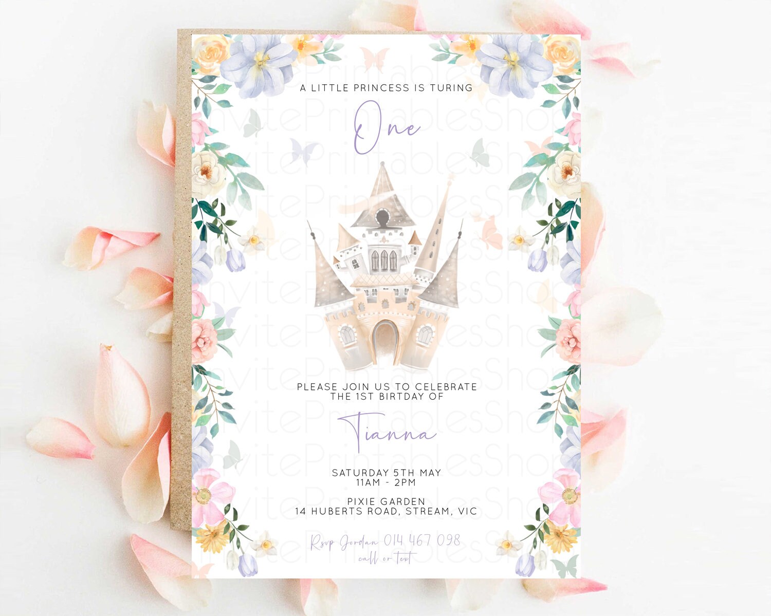 Editable Castle Birthday Invitation Princess Birthday invite Enchanted Garde