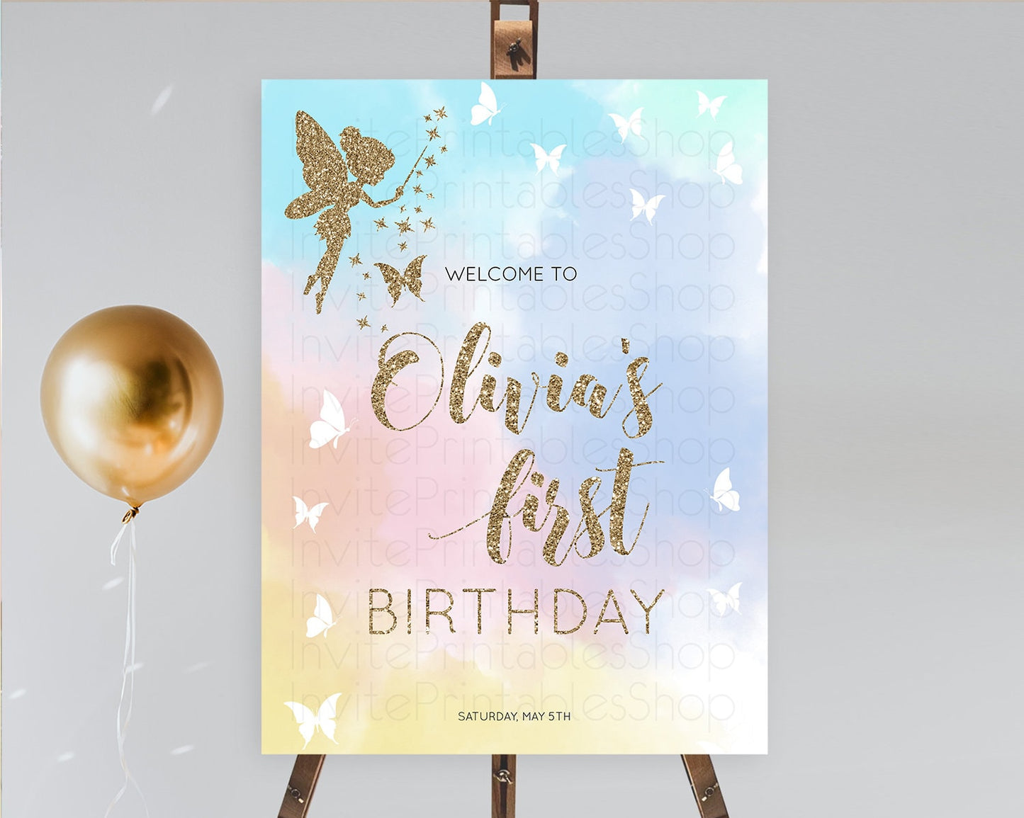Fairy Welcome Sign Fairy Welcome Board Enchanted Garden Pastel Floral Butterfly Decor Secret Garden First Birthday Welcome Sign D10894