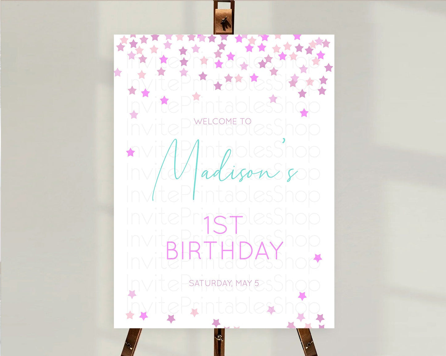 Star Welcome Board Pastel Stars Welcome Sign Shooting Star Rainbow Colorful Confetti Twinkle Little Star First Birthday Welcome Sign D10403
