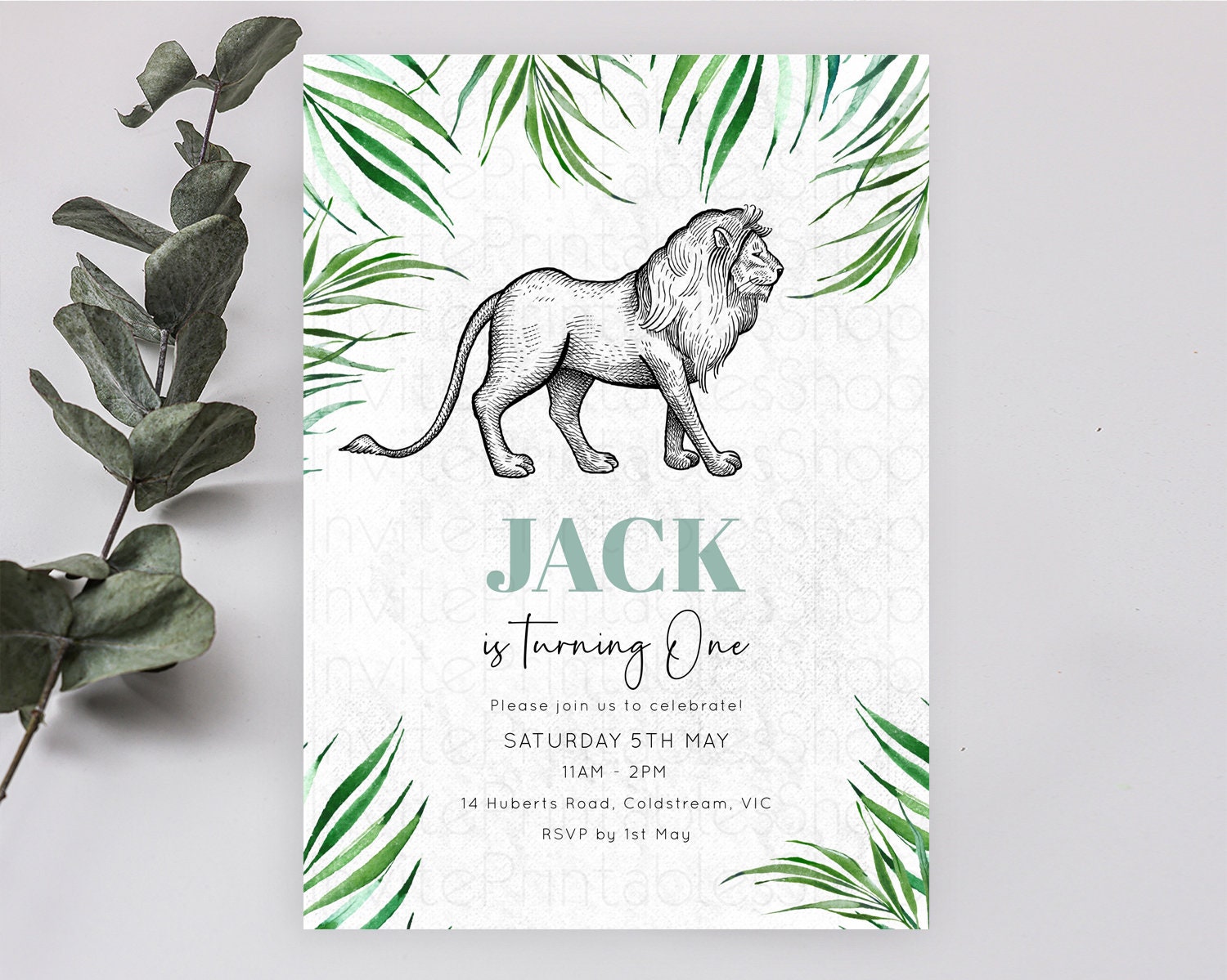Editable Lion Birthday Invitation Lion Invitation Modern Safari Lion Party 2