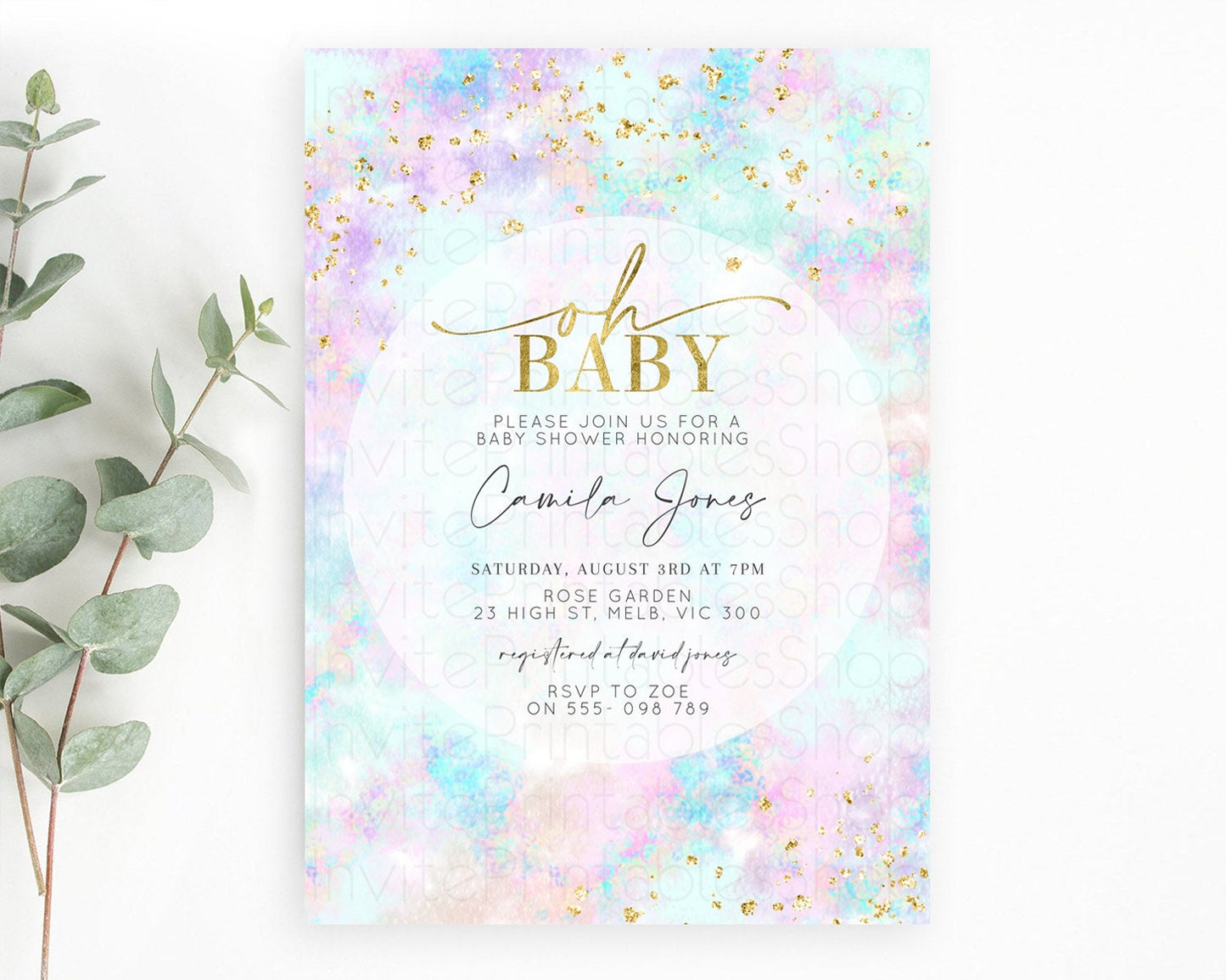 Editable Pastel Baby Shower Invitation Rainbow Baby Shower Invitation Colorf