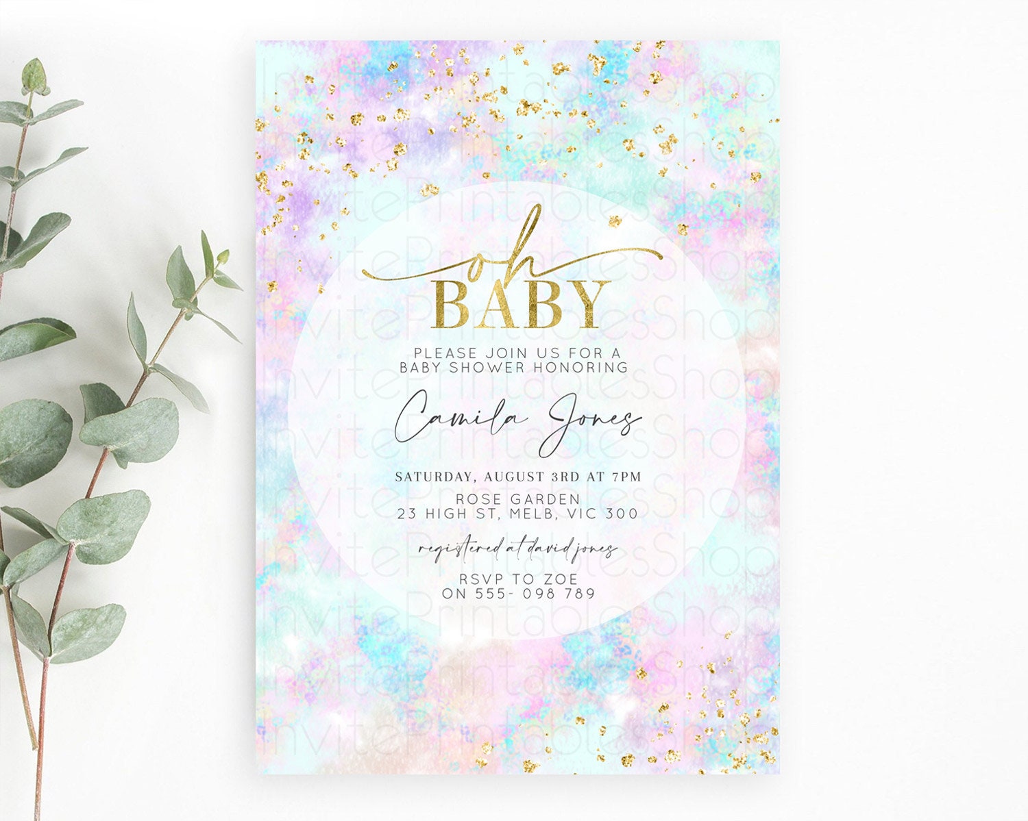 Editable Pastel Baby Shower Invitation Rainbow Baby Shower Invitation Colorf