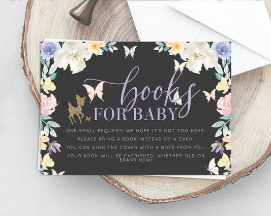 Editable Fawn Books For Baby Card Deer Book Insert Floral Deer Book Card Enc