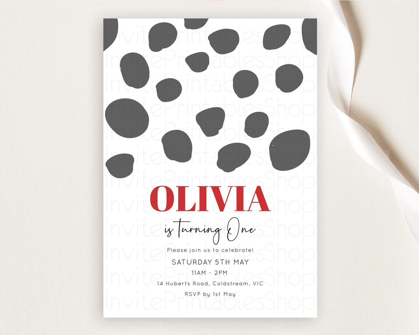 Dalmatian Birthday Invitation Dalmatian Invitation Dalmatian Birthday Red Black Spots Dalmatian Party Invites 2nd 1st First Birthday D10738