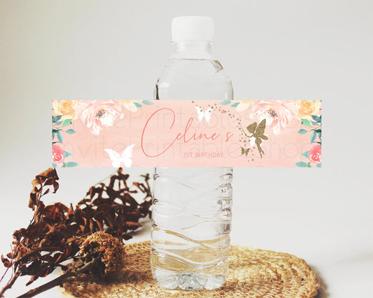 Editable Fairy Water Label Enchanted Garden Pastel Floral Butterfly Party De