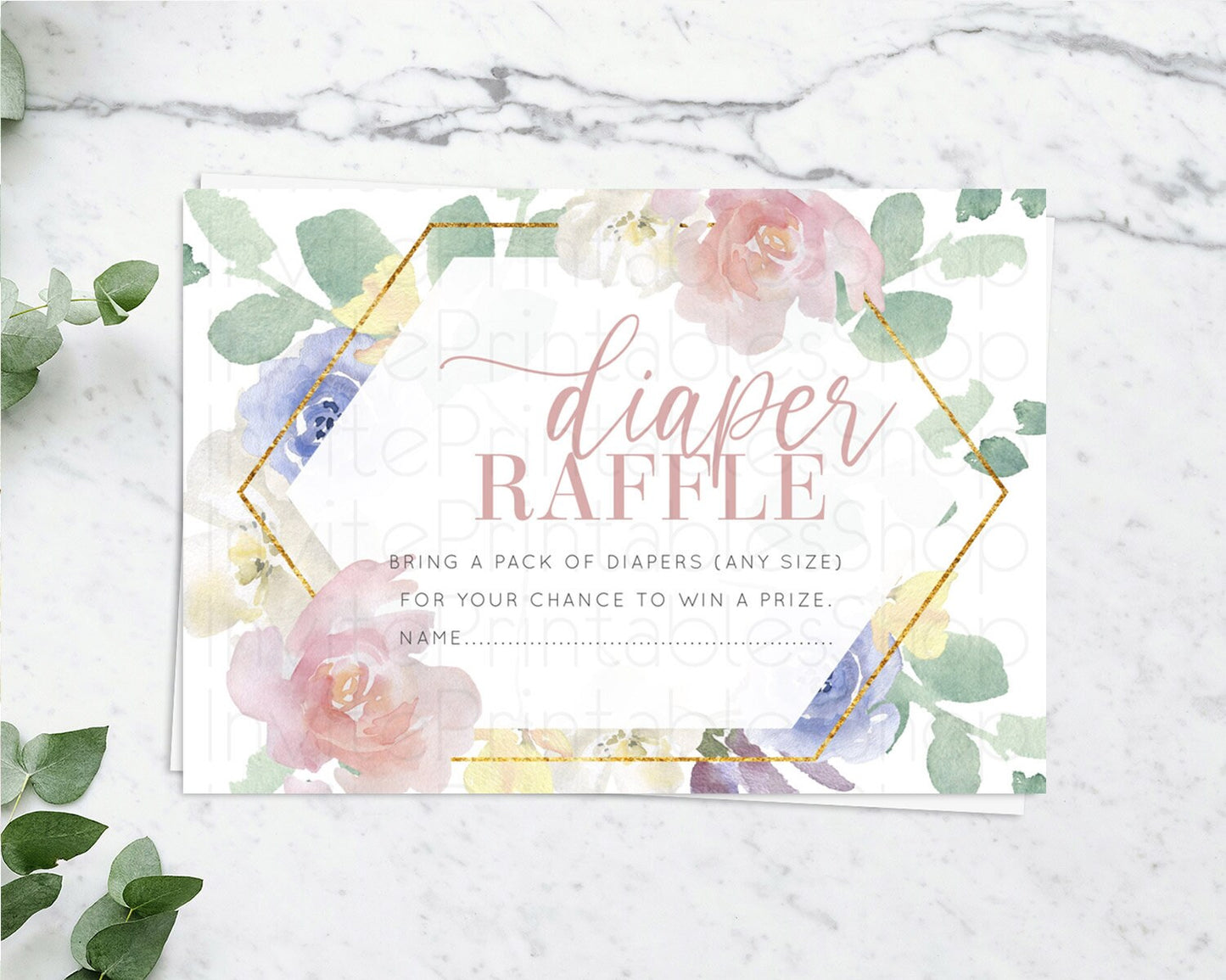 Editable Secret Garden Diaper Raffle Card Boho Wildflower Diaper Raffle Inse