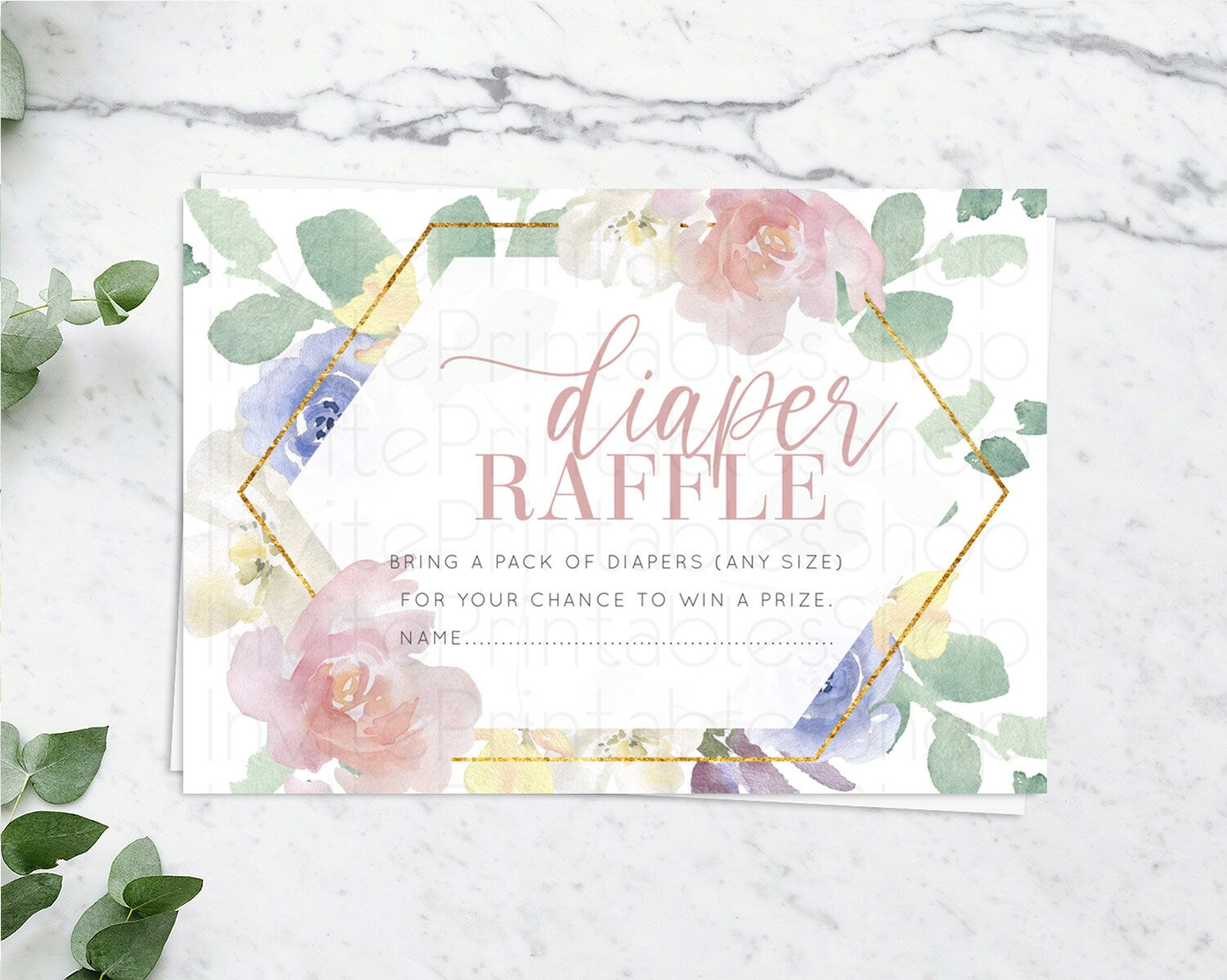 Editable Secret Garden Diaper Raffle Card Boho Wildflower Diaper Raffle Inse