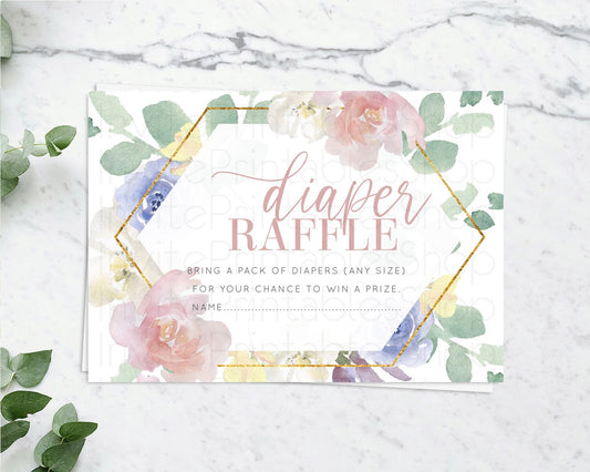 Editable Secret Garden Diaper Raffle Card Boho Wildflower Diaper Raffle Inse