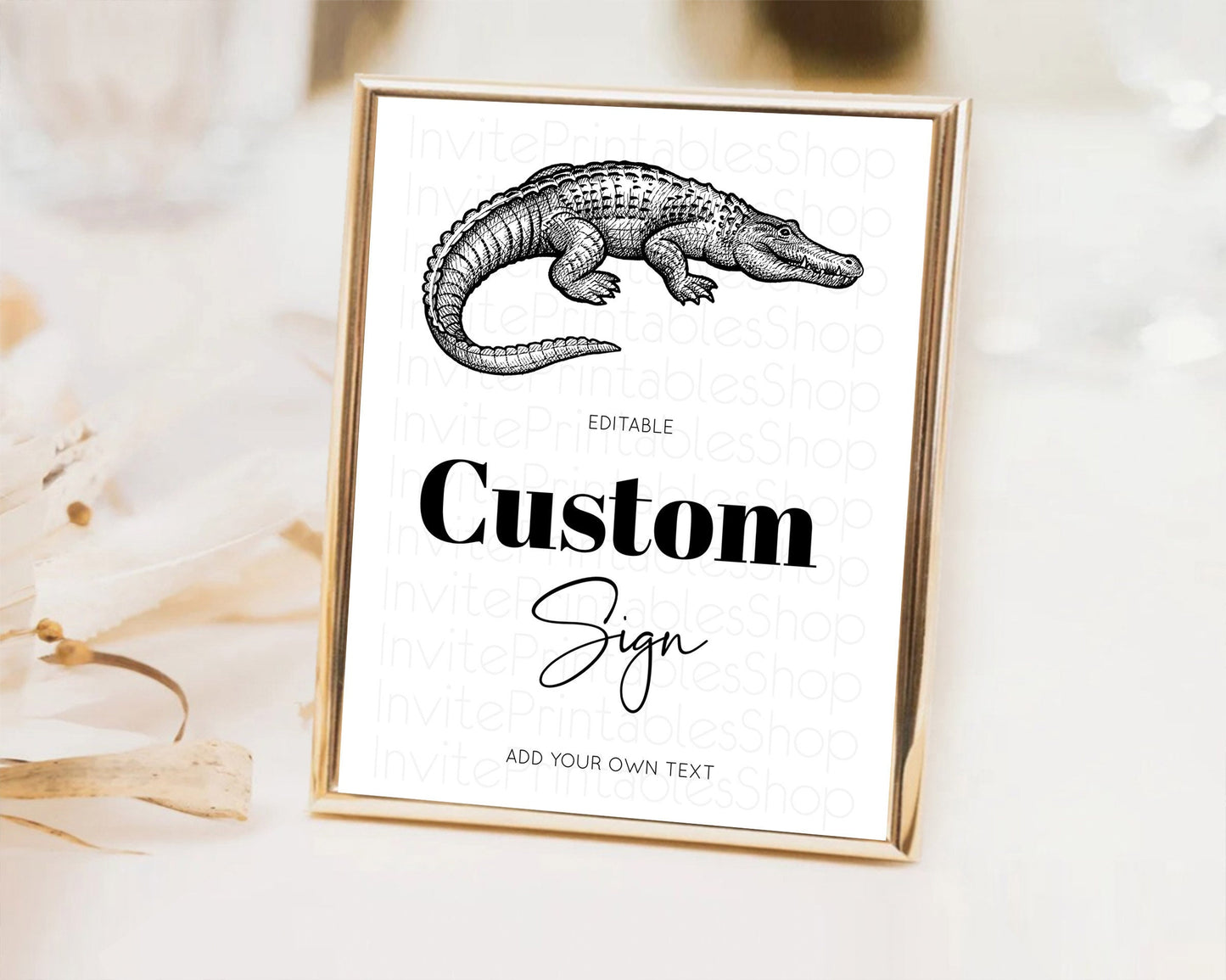 Editable Croc Gator Sign Swamp Table Sign Decor Croc Gator Party Sign Templa