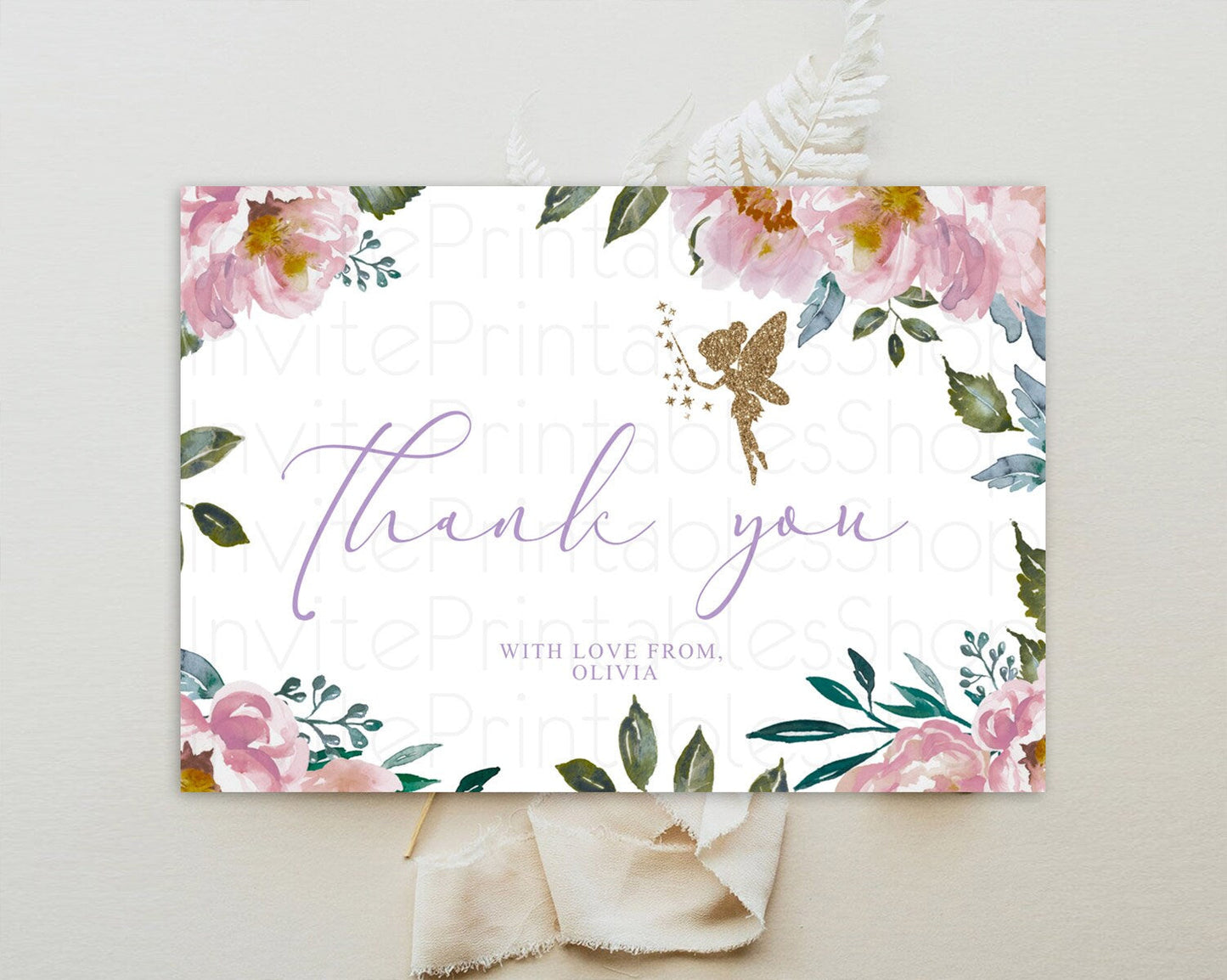 Fairy Thank You Fairy Thank You Card Enchanted Garden Pastel Butterfly Birthday Thank You Floral Secret Garden Teacher Thank You D10727