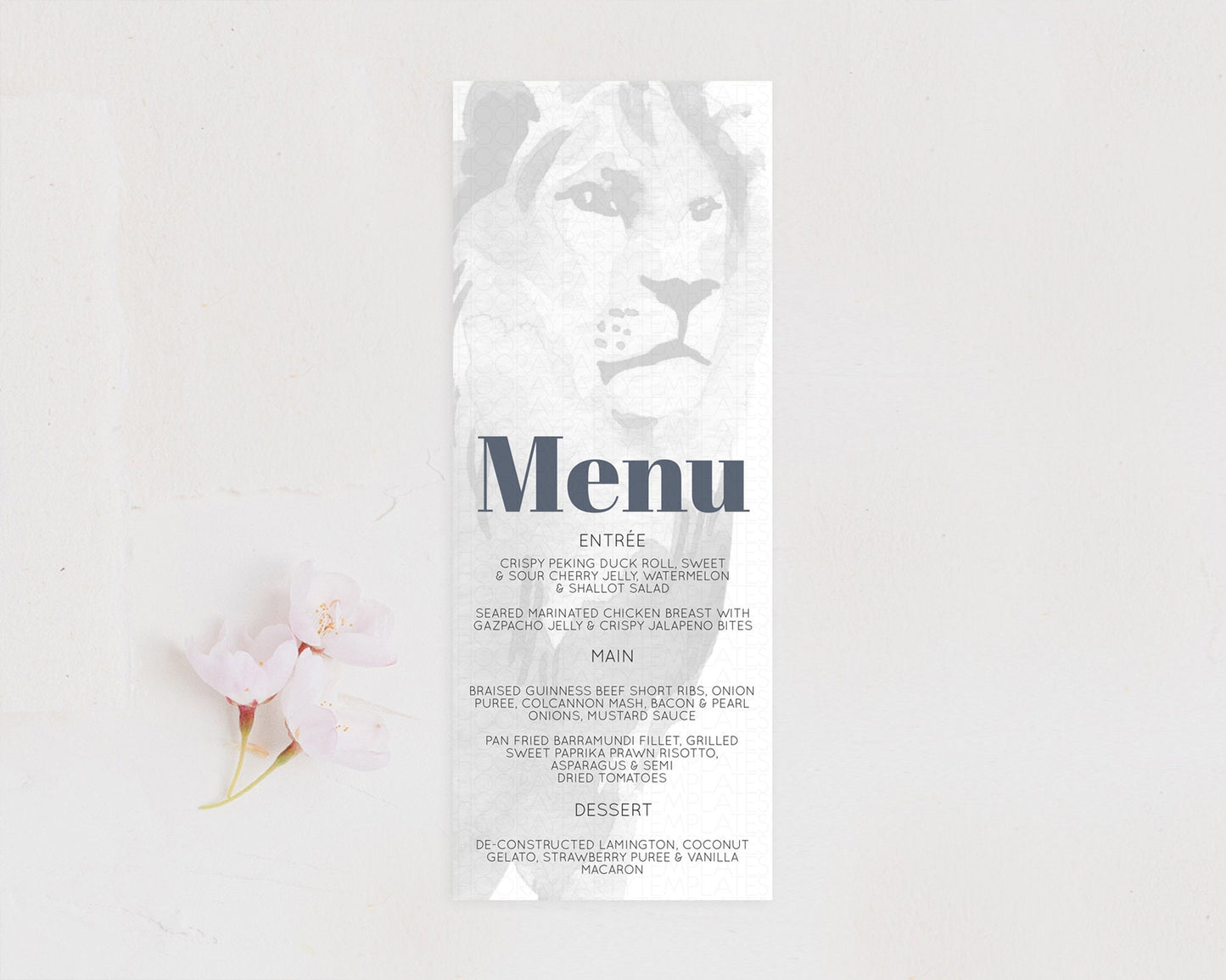 Lion Menu Lion Menu Template Lion Party Table Decor Safari Adventure Lion Menu Dried Palm Fern Lion Dinner Dessert Party Food Menu D10299