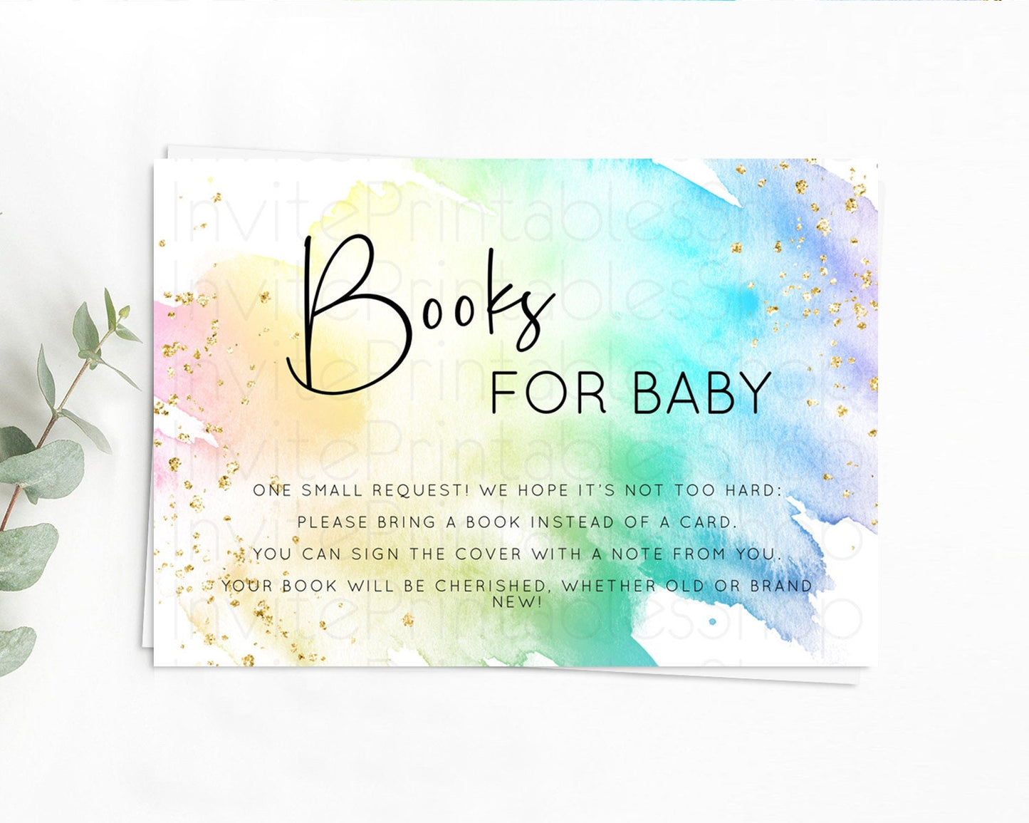 Pastel Books For Baby Card Pastel Rainbow Book Insert Colorful Ombre Watercolor Book Card Confetti Glitter Baby Book Poem Request D10279