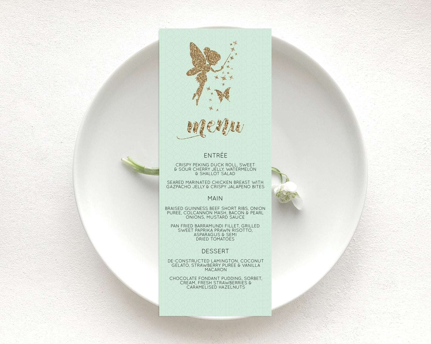 Fairy Menu Fairy Menu Template Enchanted Garden Pastel Floral Butterfly Table Decor Fairy Secret Garden Dinner Dessert Food Menu D10908