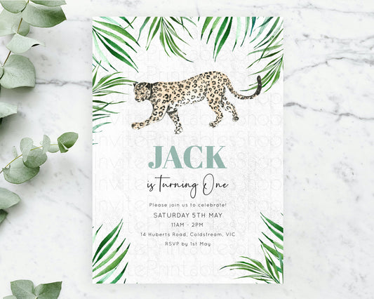 Cheetah Birthday Invitation Cheetah Invitation Cheetah Birthday Cheetah Safari Adventure Invite Cheetah Palm Leaf Invite Zoo Party D10382