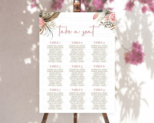 Editable Secret Garden Seating Chart Wildflower Seating Chart Pastel Flowers