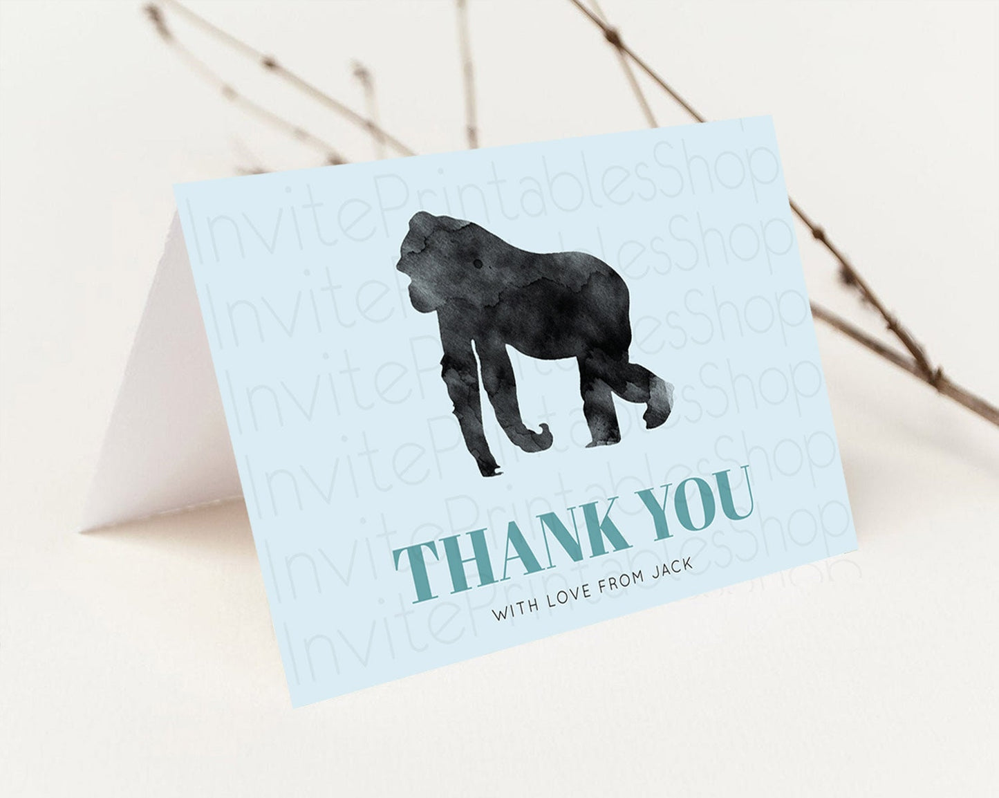 Gorilla Thank You Gorilla Thank You Card Gorilla Party Birthday Thank You Card Safari Card Template Gorilla Teacher Thank You Cards D10799