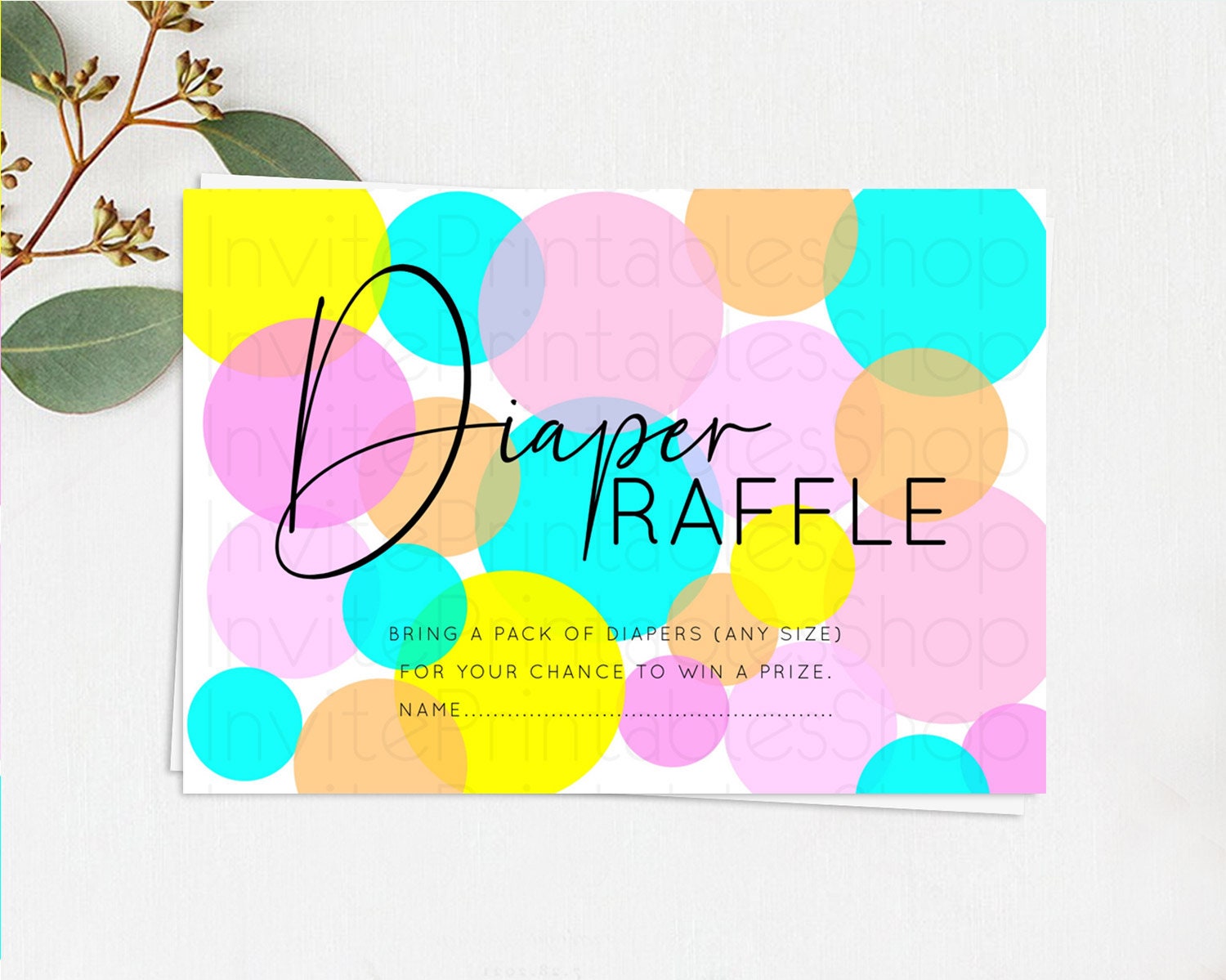 Editable Rainbow Diaper Raffle Card Pastel Sprinkles Diaper Raffle Insert Ra