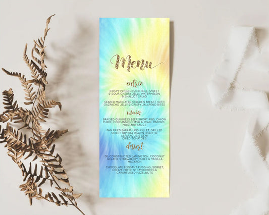 Editable Pastel Menu Pastel Rainbow Menu Template Colorful Pastel Table Deco
