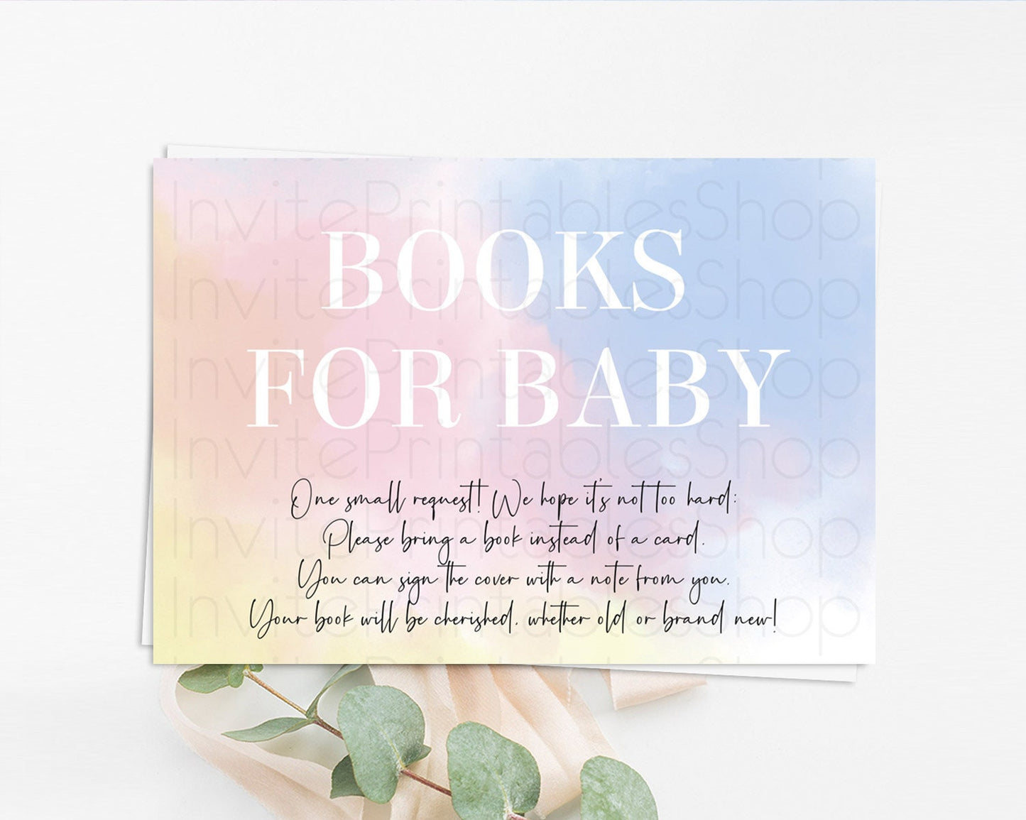 Pastel Books For Baby Card Pastel Rainbow Book Insert Colorful Ombre Watercolor Book Card Confetti Glitter Baby Book Poem Request D10373