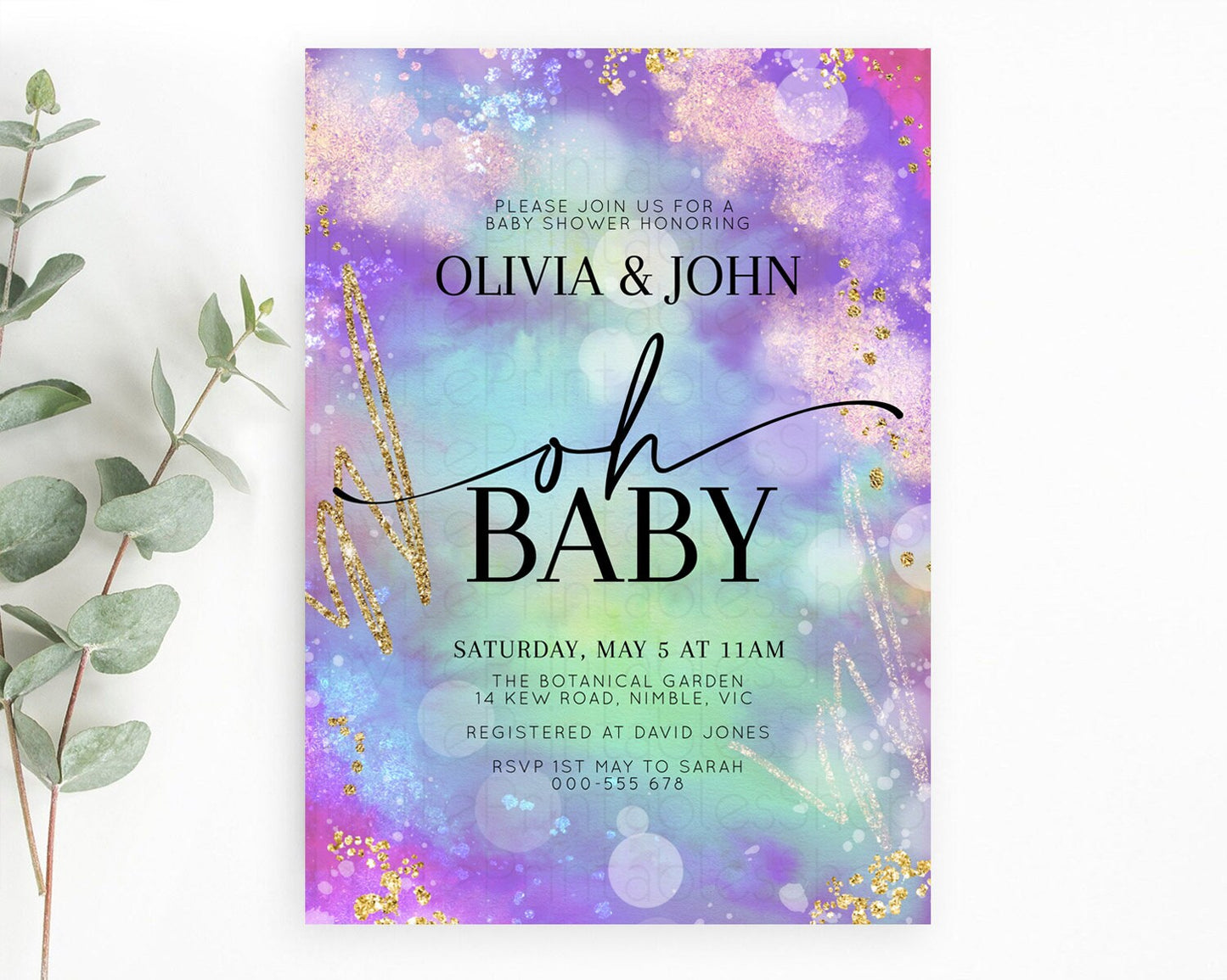 Rainbow Baby Shower Invitation Pastel Rainbow Baby Invitation Pastel Watercolor Invitation Colorful Ombre Sprinkle Shower D10680