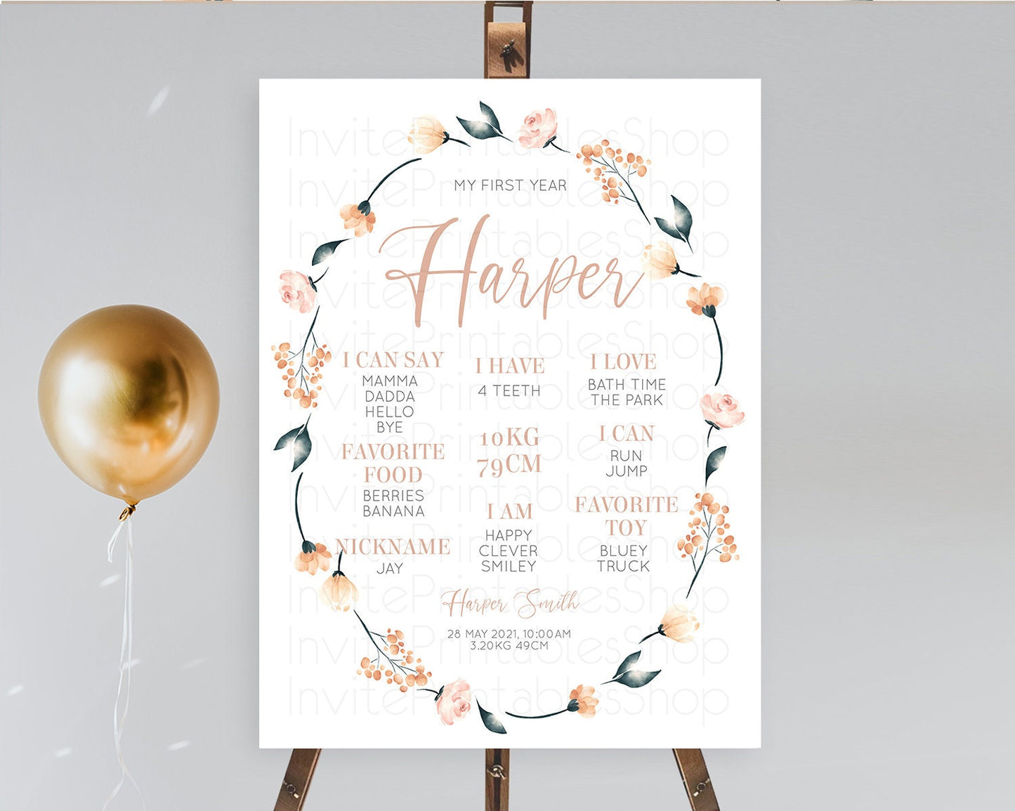 Secret Garden Milestone Board Wildflower First Birthday Milestone Poster Pastel Flowers Milestone Boho Wildflower 1st Birthday Sign D10240