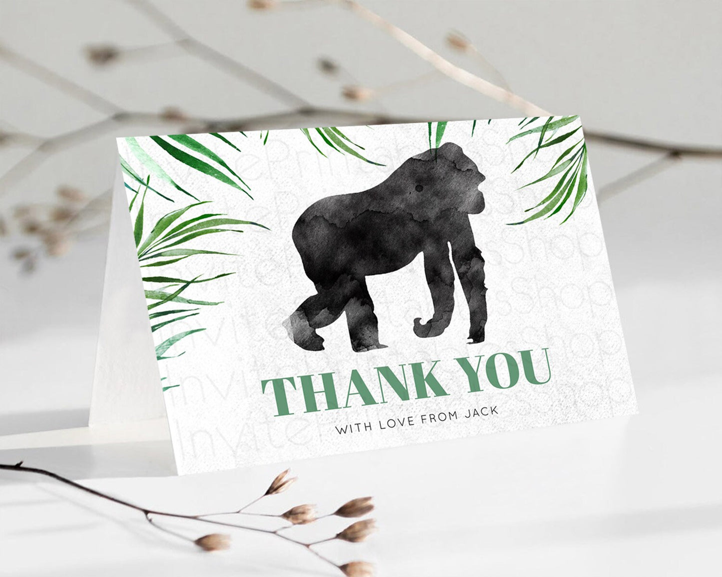 Gorilla Thank You Gorilla Thank You Card Gorilla Party Birthday Thank You Card Safari Card Template Gorilla Teacher Thank You Cards D10840