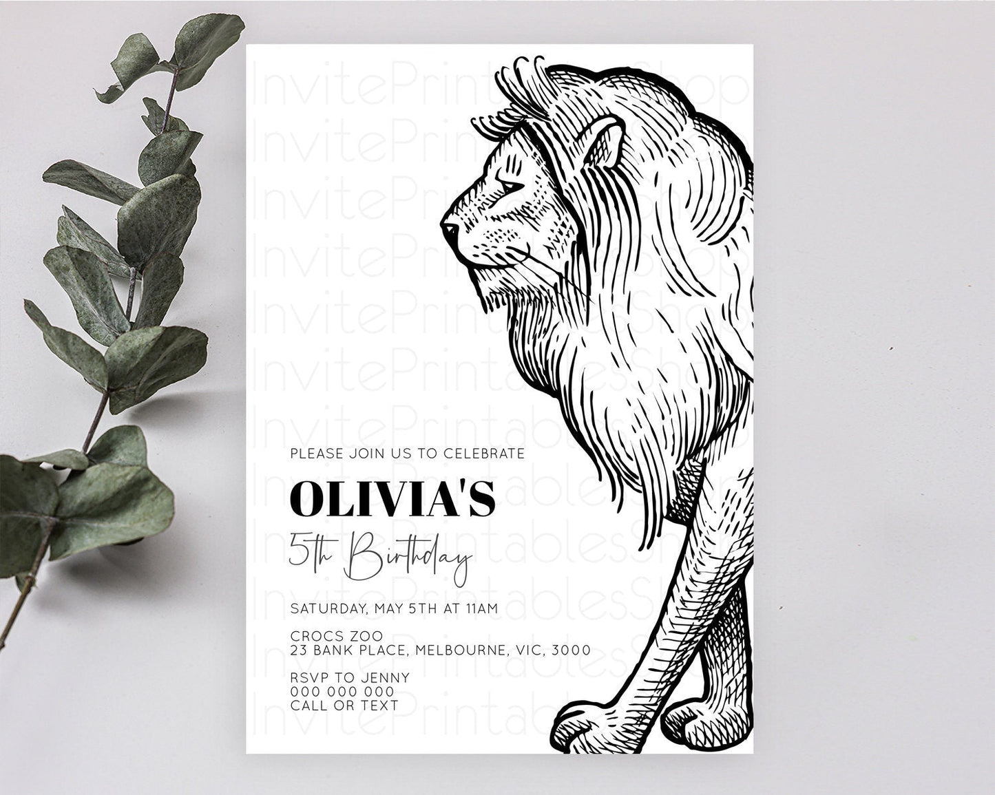 Lion Birthday Invitation Lion Invitation Modern Safari Lion Party 2 Wild 1 Safari Adventure Zoo Birthday Minimalist Lion Invites D10246