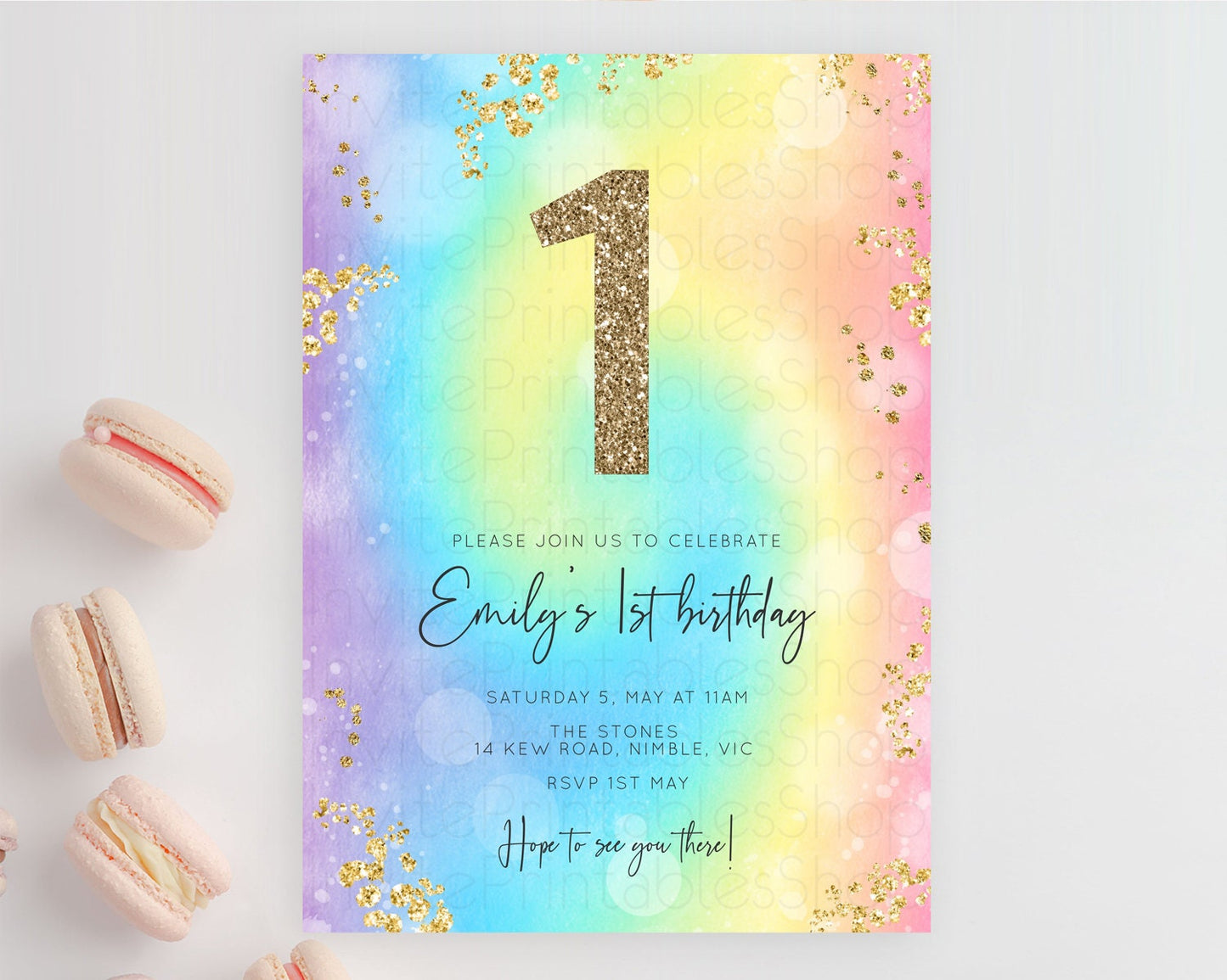Tie Dye Invitation Rainbow Birthday Invitation Pastel Invitation Colorful Invitation Pastel Rainbow Party 3rd 2nd 1st First Birthday D10568