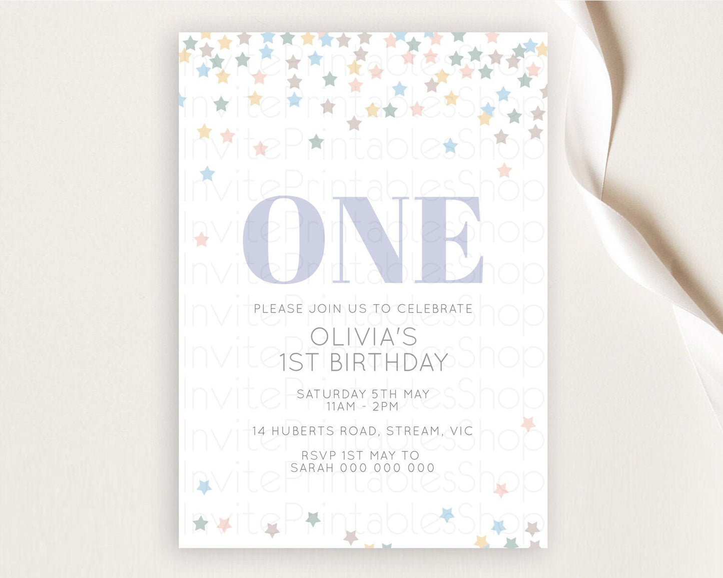 Star Birthday Invitation Pastel Stars Invite Shooting Star Party Rainbow Colorful Confetti Twinkle Little Star 2nd First Birthday D10795