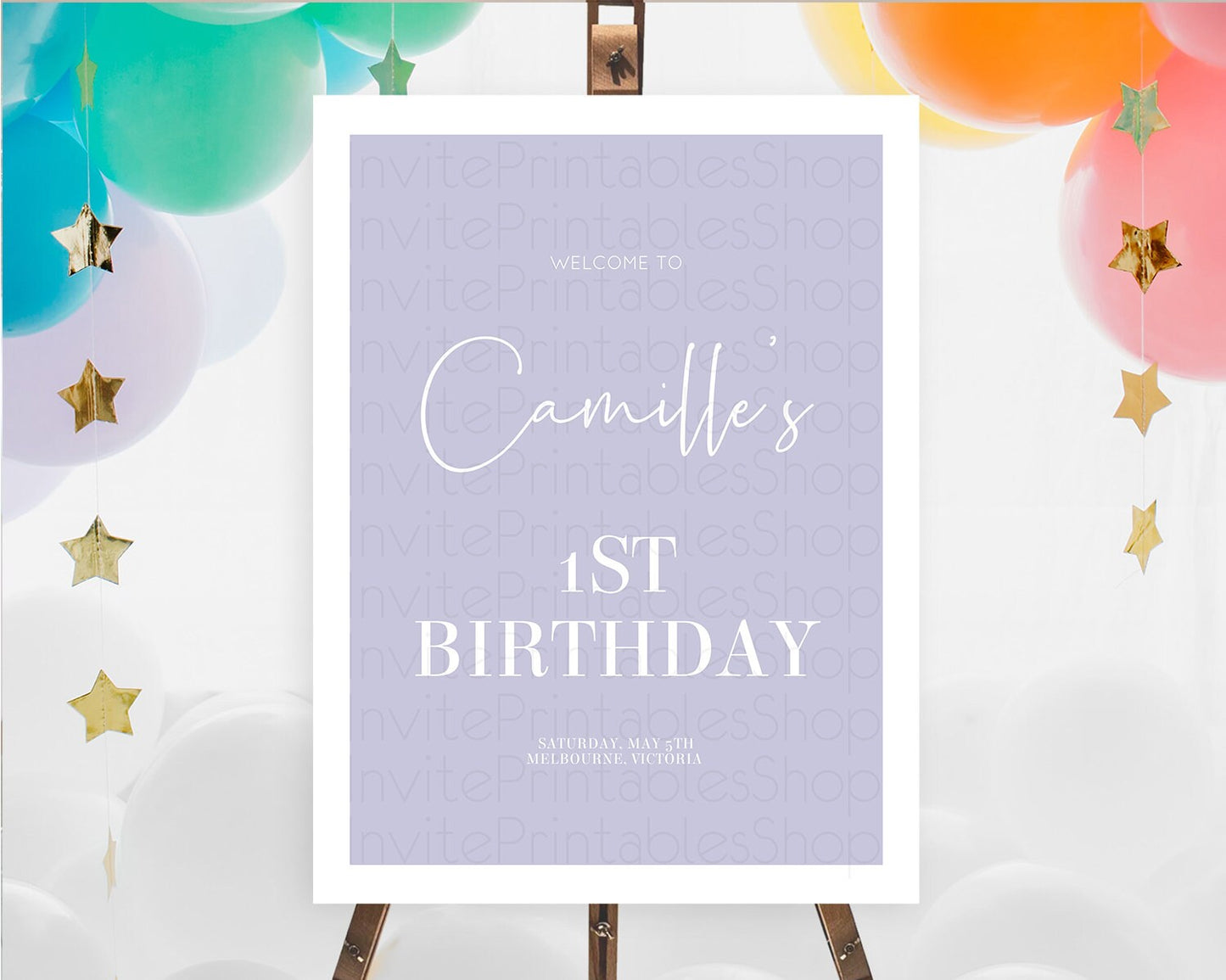 Purple Welcome Sign Plain Purple Welcome Board Minimalist Pastel Purple Welcome Poster Modern Purple First Birthday Welcome Sign D10942