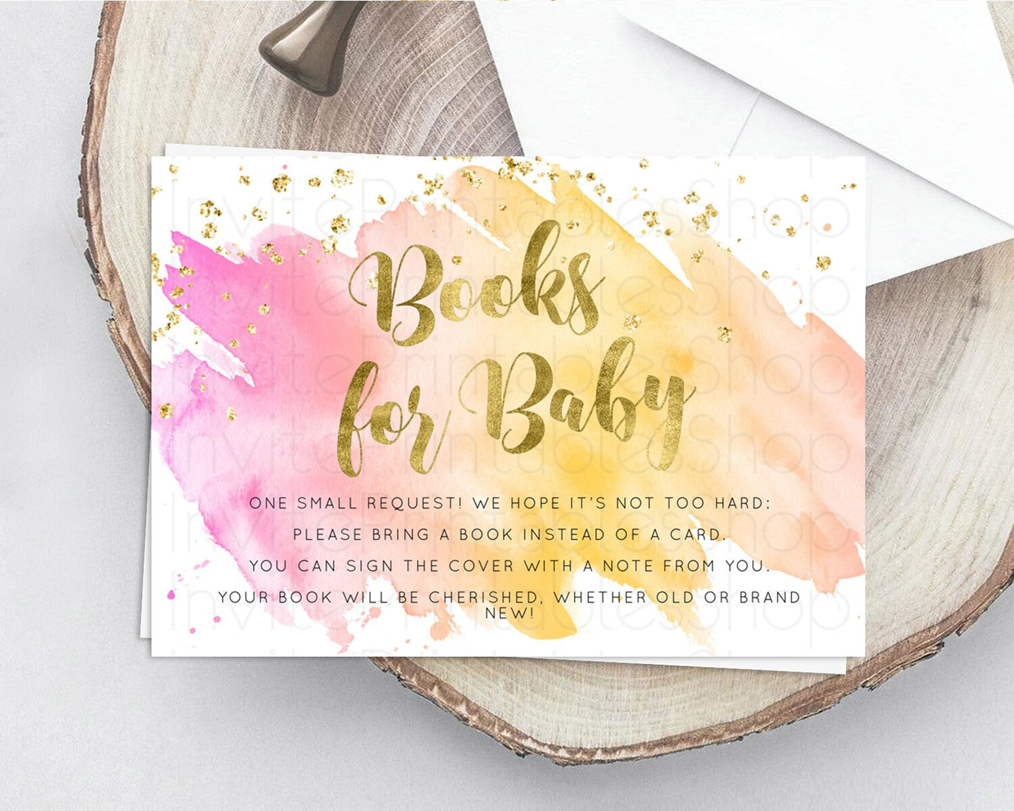 Pastel Books For Baby Card Pastel Rainbow Book Insert Colorful Ombre Watercolor Book Card Confetti Glitter Baby Book Poem Request D10526