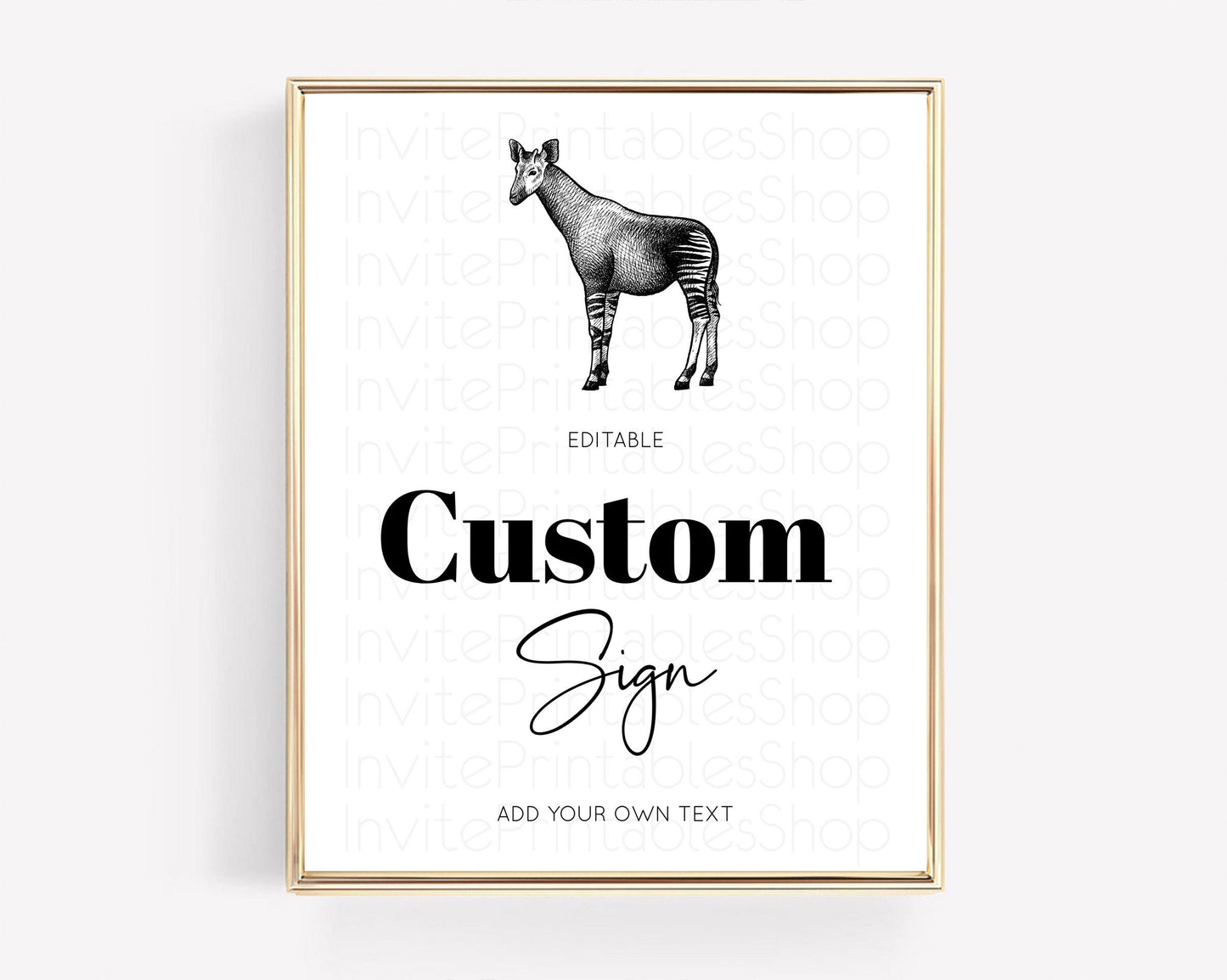 Okapi Sign Zoo Table Sign Decor Okapi Party Sign Template Safari Adventure Okapi Minimal Theme For 1st Birthday Baptism Baby Shower D10283