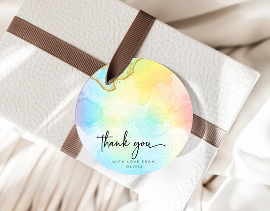 Editable Pastel Thank You Tags Rainbow Thank You Gift Tags Colorful Pastel F