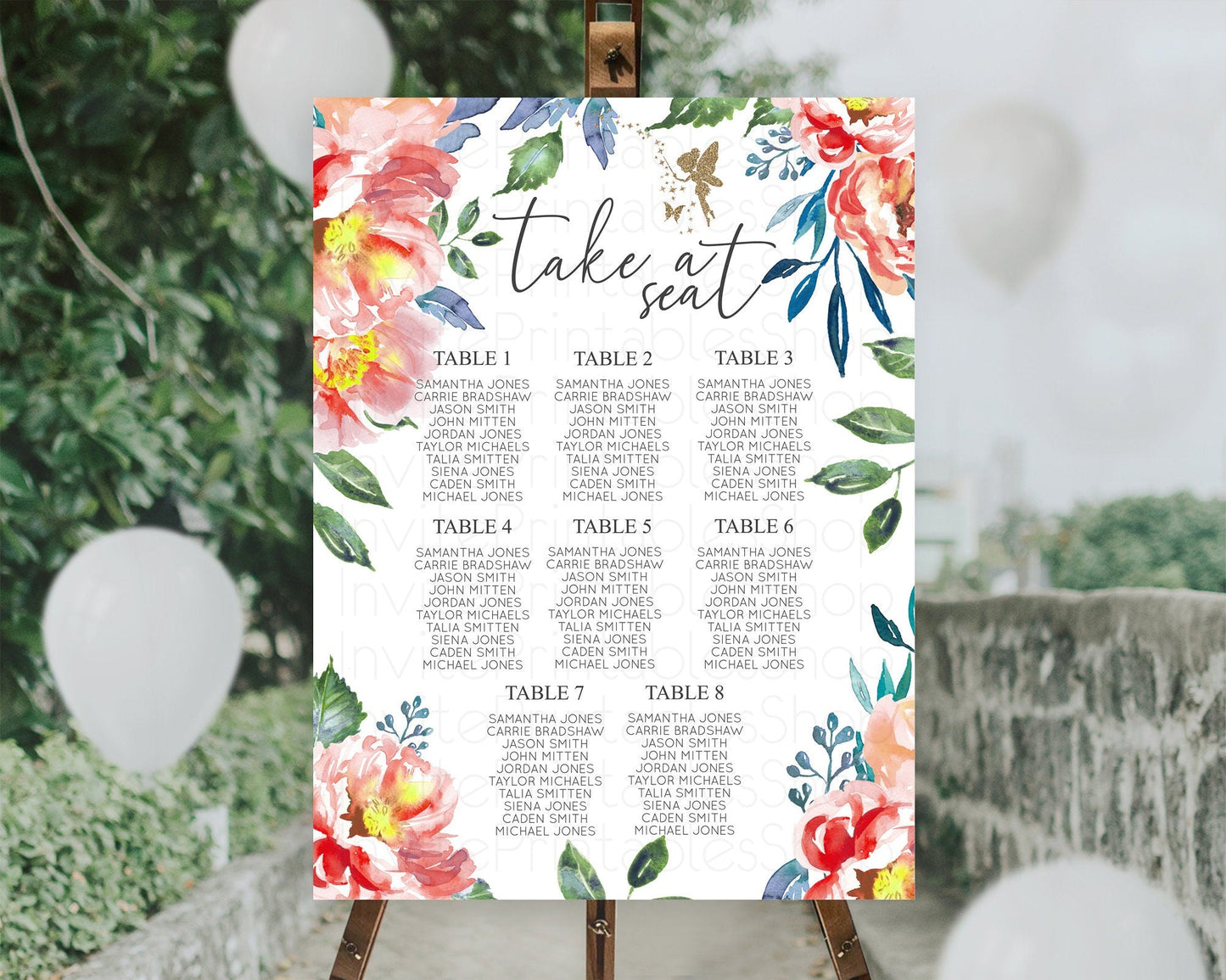 Fairy Seating Chart Pastel Fairy Seating Chart Fairy Tea Party Fairy Garden Seating Sign Enchanted Garden Floral Butterfly Decor D10752