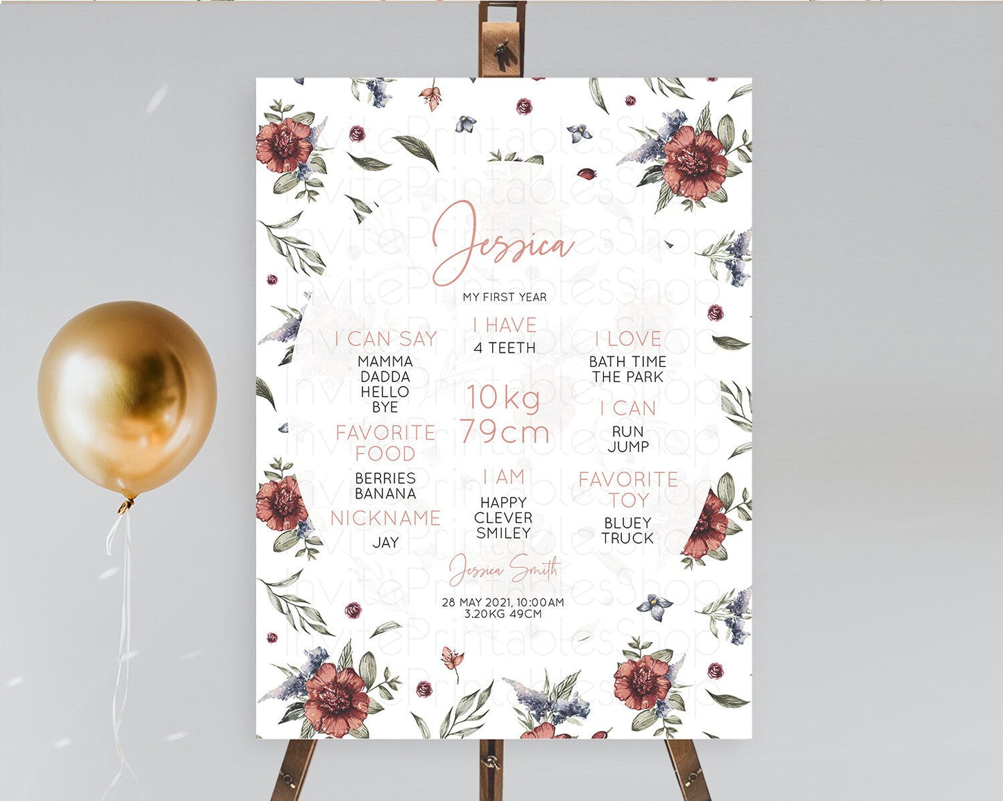 Secret Garden Milestone Board Wildflower First Birthday Milestone Poster Pastel Flowers Milestone Boho Wildflower 1st Birthday Sign D10503