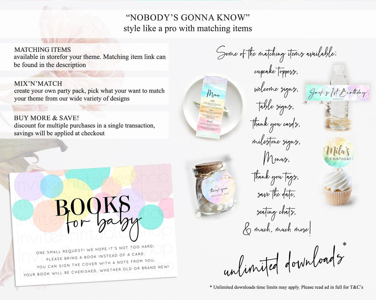 Rainbow Books For Baby Card Pastel Sprinkles Book Insert Pastel Rainbow Confetti Book Card Colorful Bubbles Pastel Book Poem Request D10223