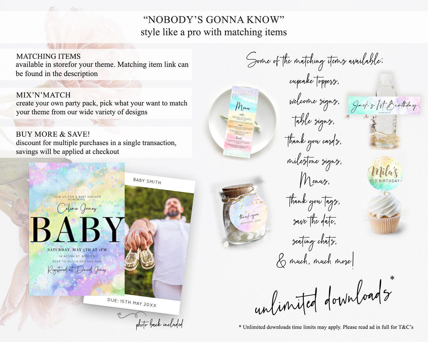 Rainbow Baby Shower Invitation Pastel Rainbow Baby Invitation Pastel Watercolor Invitation Colorful Ombre Sprinkle Shower D10689