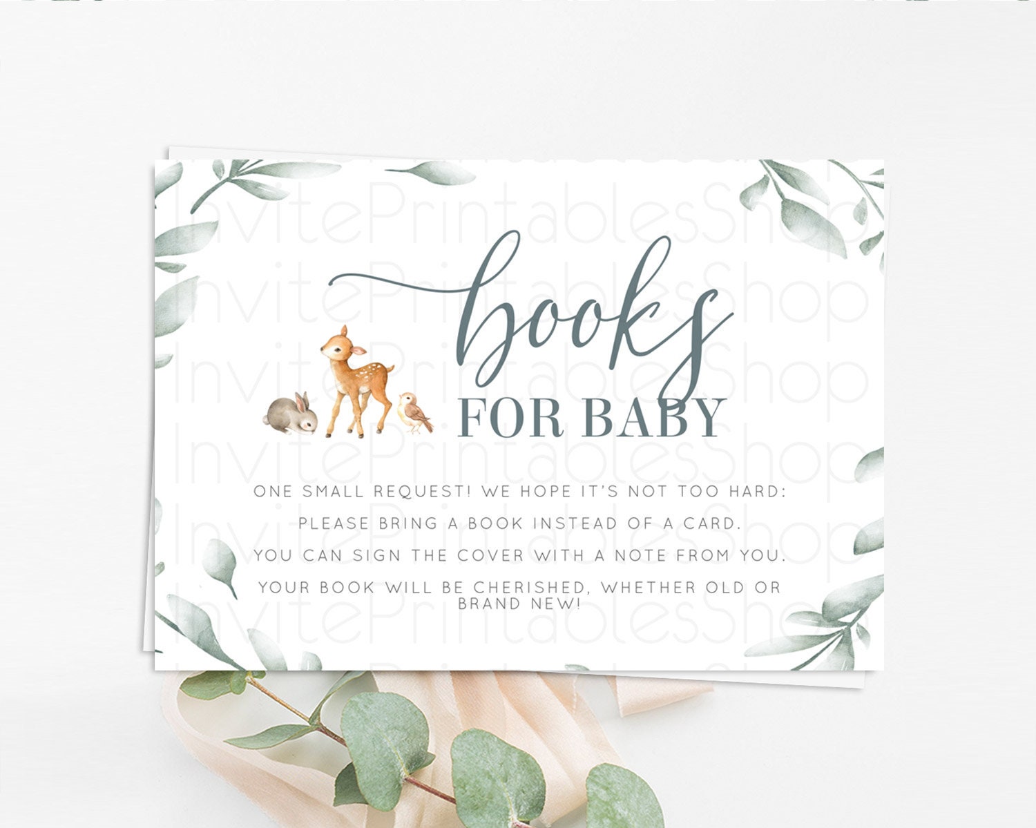 Editable Fawn Books For Baby Card Deer Book Insert Floral Deer Book Card Enc