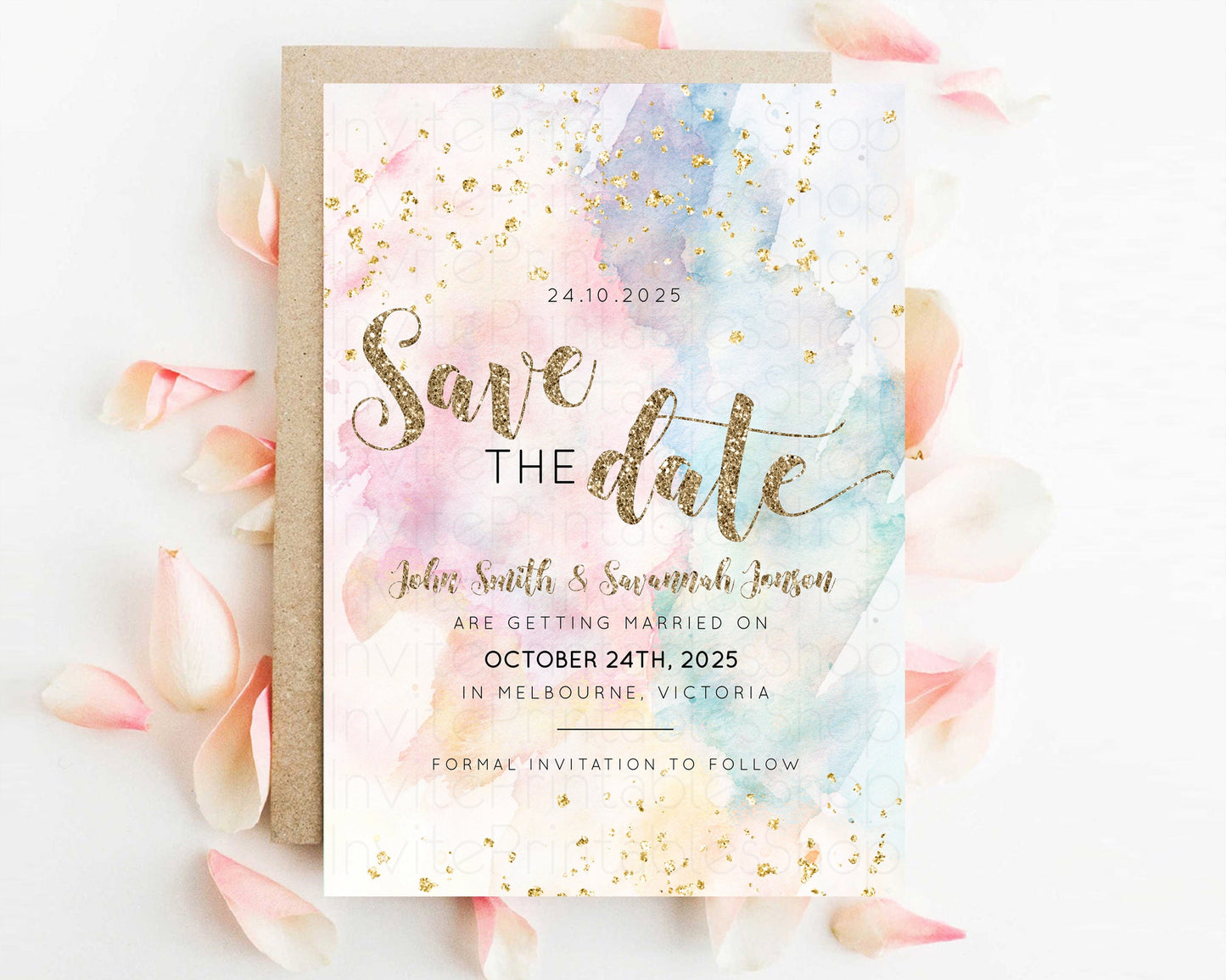 Pastel Save The Date Pastel Colors Save The Date Rainbow Colors Save The Date Ombre Invite Splash Wedding Engaged Baptism Christening 276