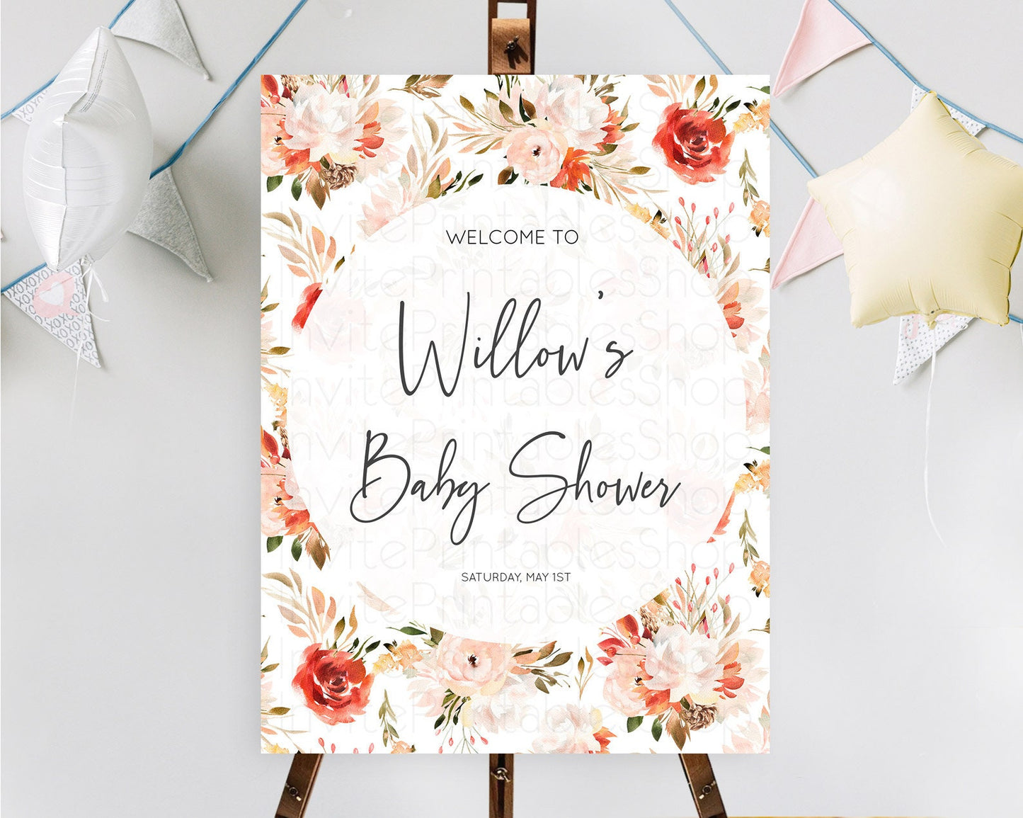 Secret Garden Baby Shower Welcome Sign Wildflower Welcome Board Pastel Flower Garden Welcome Poster Boho Wildflower Welcome Sign D10540