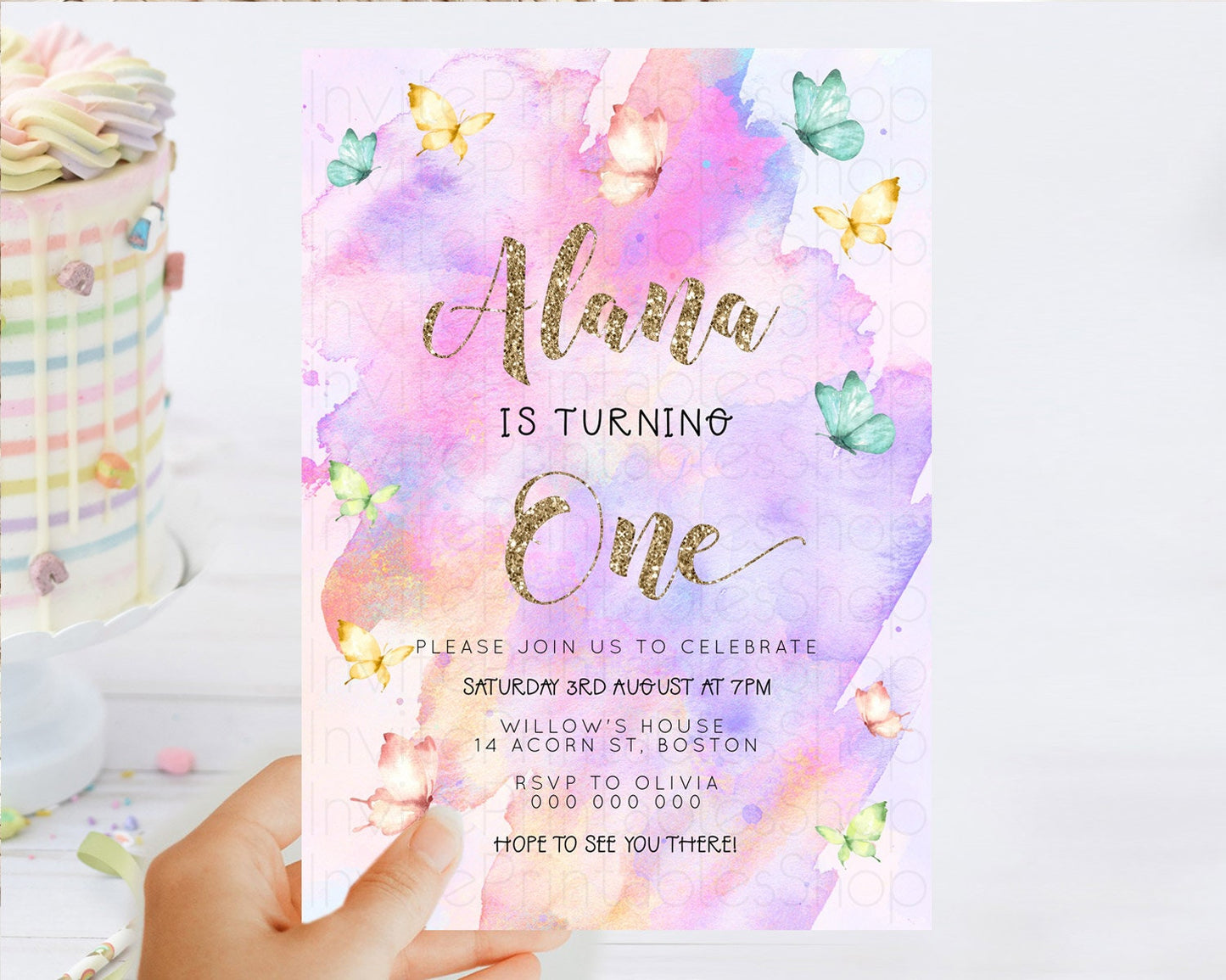 Editable Pastel Butterfly Birthday Invitation Butterfly Birthday Invitation