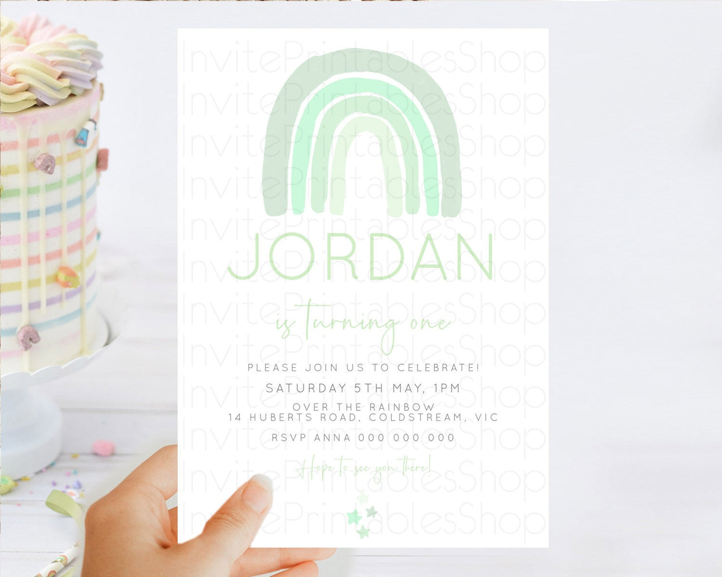 Pastel Rainbow Birthday Invitation Pastel Rainbow Invitation Rainbow Invitation Pastel Invitation Boho Rainbow 1st First Birthday D23099