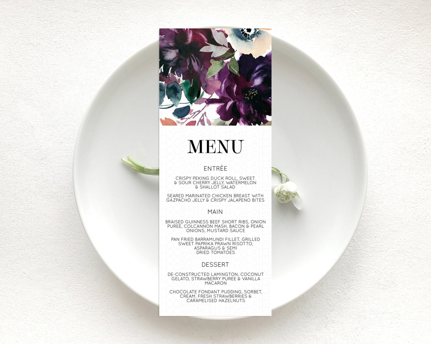 Secret Garden Menu Wildflower Menu Template Pastel Flower Garden Table Decor Boho Floral Dinner Dessert Floral Party Food Menu D11062