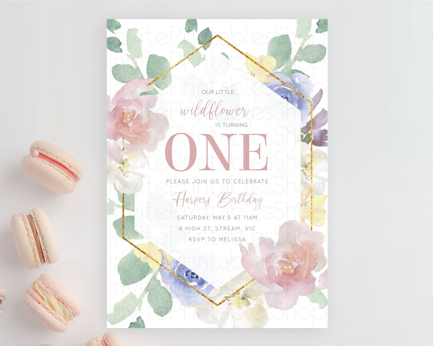 Secret Garden Invitation Wildflower Birthday Invitation Pastel Flowers Invite Enchanted Garden Boho Floral 3rd 2nd First Birthday D10254