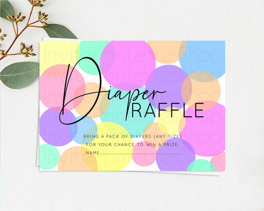 Rainbow Diaper Raffle Card Pastel Sprinkles Diaper Raffle Insert Rainbow Confetti Diaper Ticket Colorful Bubbles Pastel Raffle Game D10888