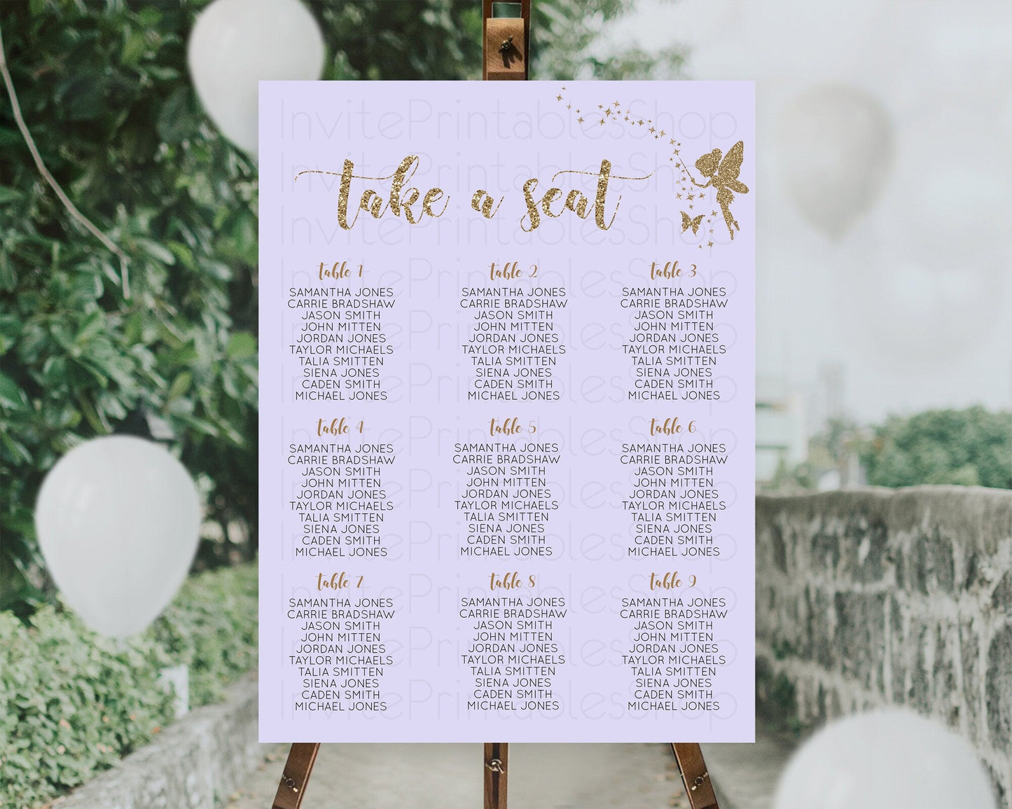 Fairy Seating Chart Pastel Fairy Seating Chart Fairy Tea Party Fairy Garden Seating Sign Enchanted Garden Floral Butterfly Decor D10389
