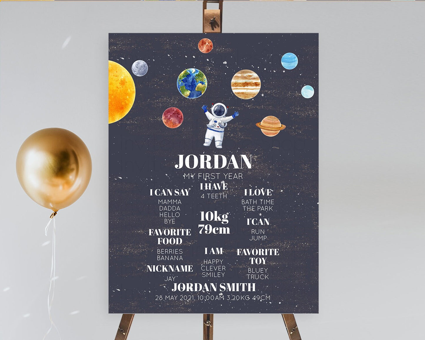 Space First Birthday Milestone Poster Space Milestone Board First Trip Around the Sun Planets Solar System ONE year Birthday Sign D10144