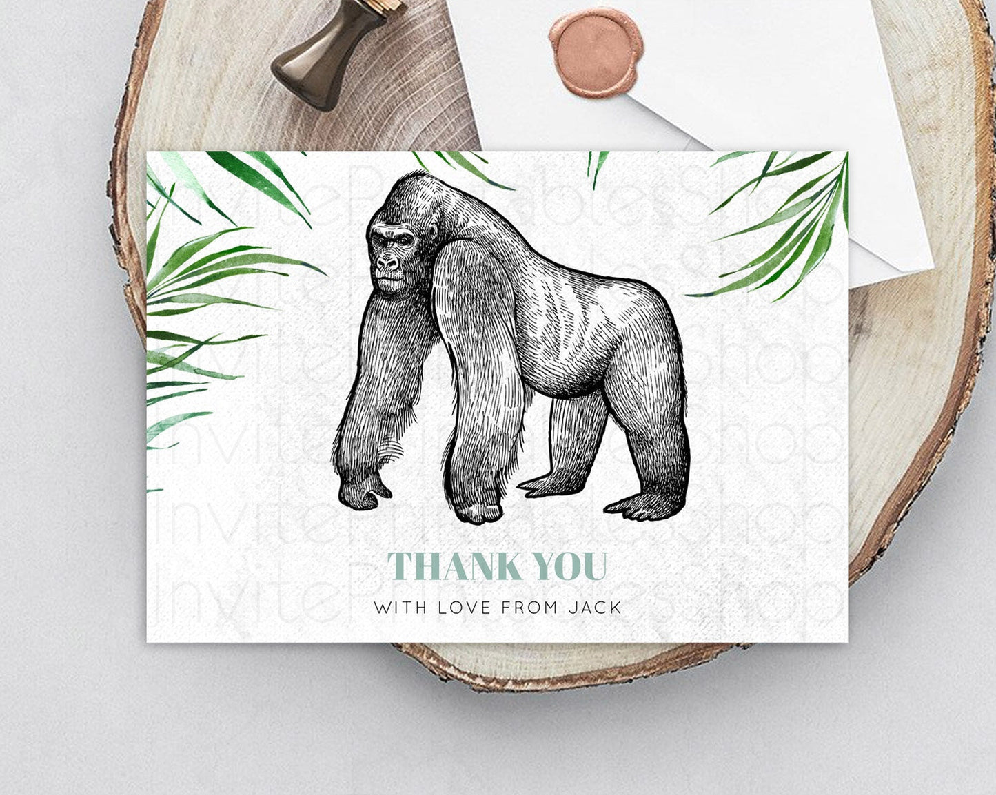 Gorilla Thank You Gorilla Thank You Card Gorilla Party Birthday Thank You Card Safari Card Template Gorilla Teacher Thank You Cards D10846