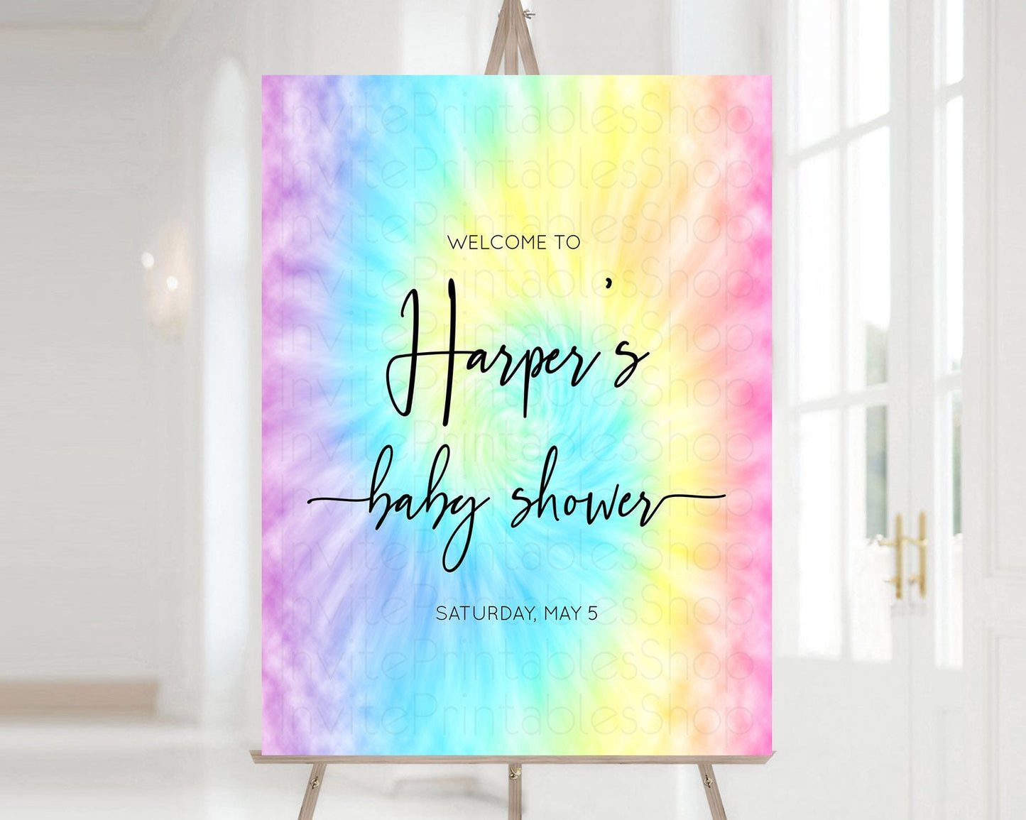 Tie Dye Baby Shower Welcome Board Rainbow Tie Dye Welcome Sign Pastel Welcome Poster Colorful Pastel Welcome Rainbow Tie Dye Sign D10578